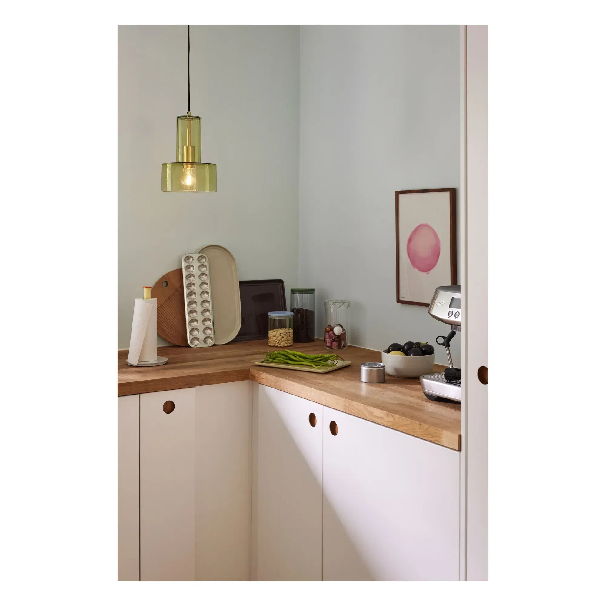 Ripple Glass Pendant Light - Olive Green alternate view