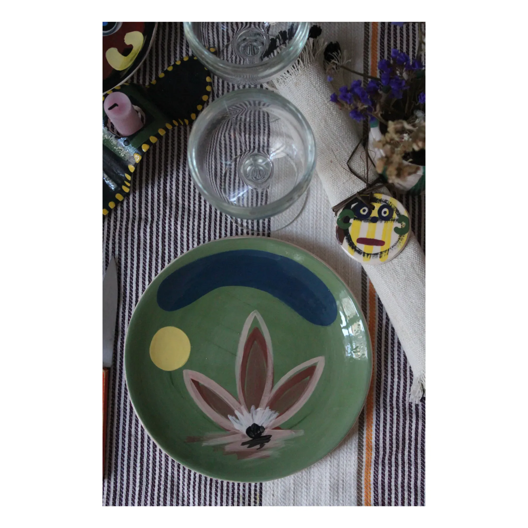 Daphné Flower Ceramic Plate - Green product