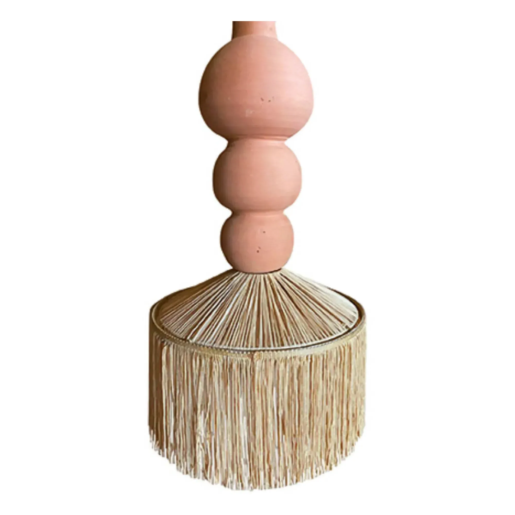 Henriette Pendant Lamp with Raffia Fringe - Terracotta, Ceramic product