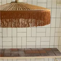 Parasol Fringed Hanging Lamp - Brown, Raffia alternate view