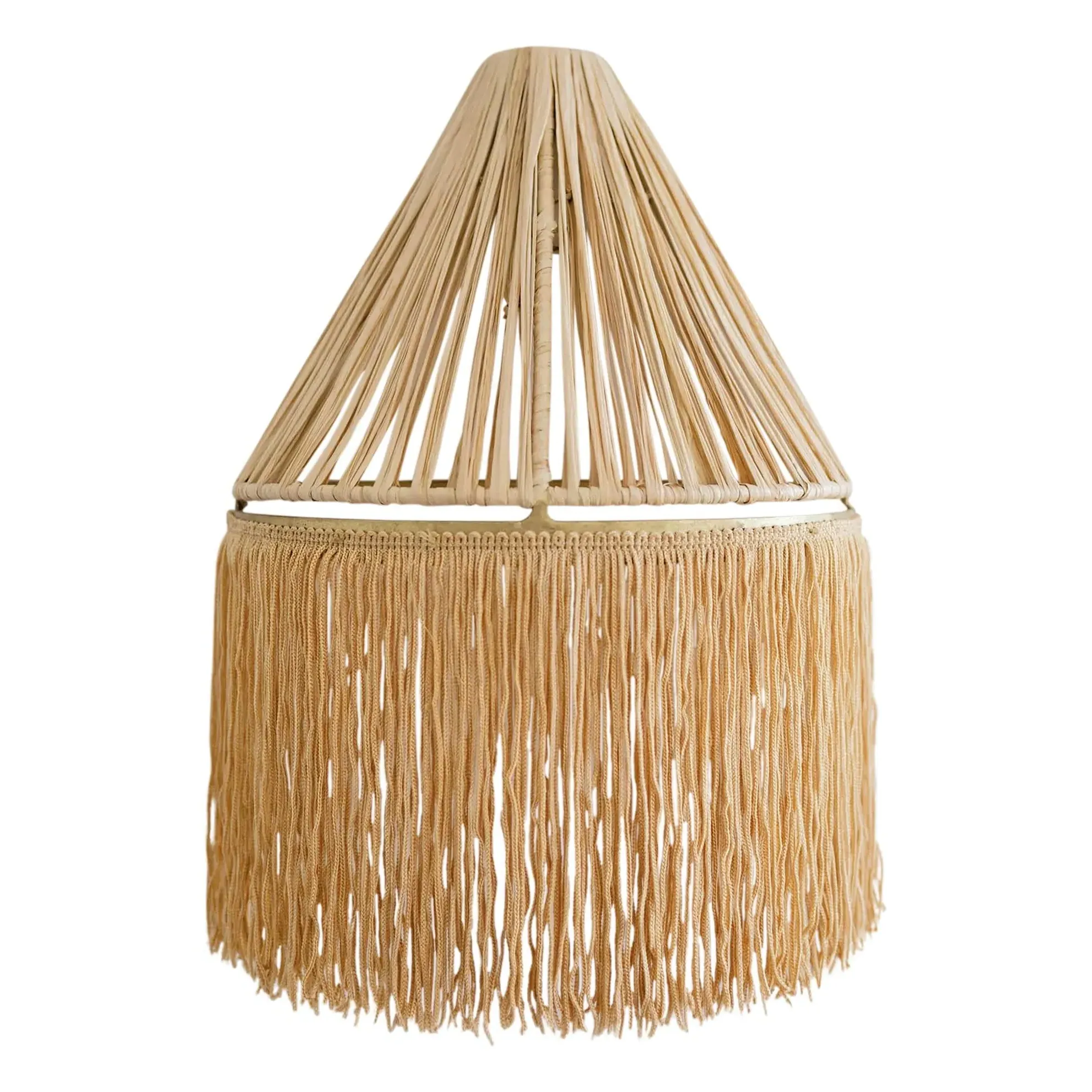 Raffia Fringed Wall Lamp - Gold, Raffia product