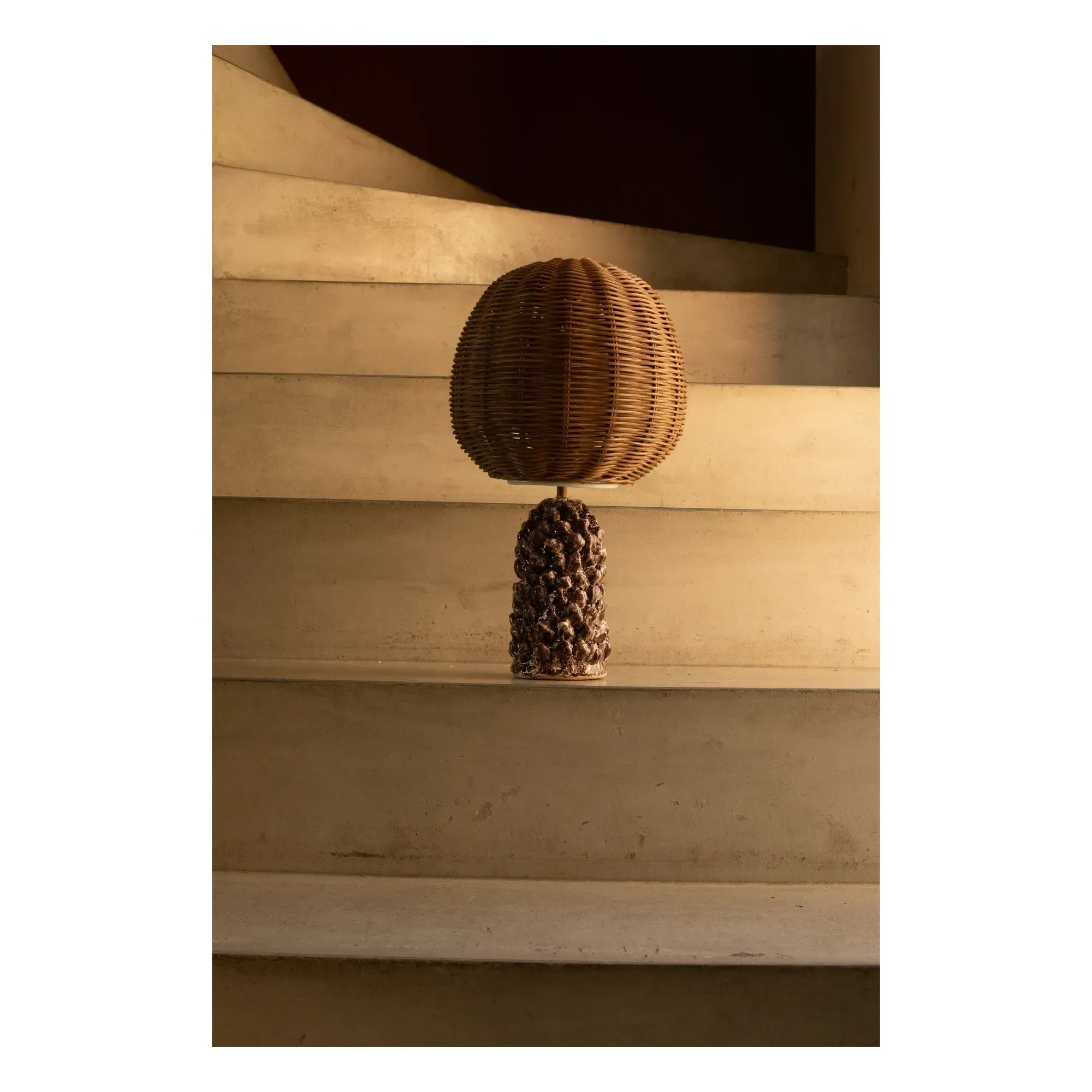 Rose Ceramic Table Lamp with Rattan Shade - Brown alternate view