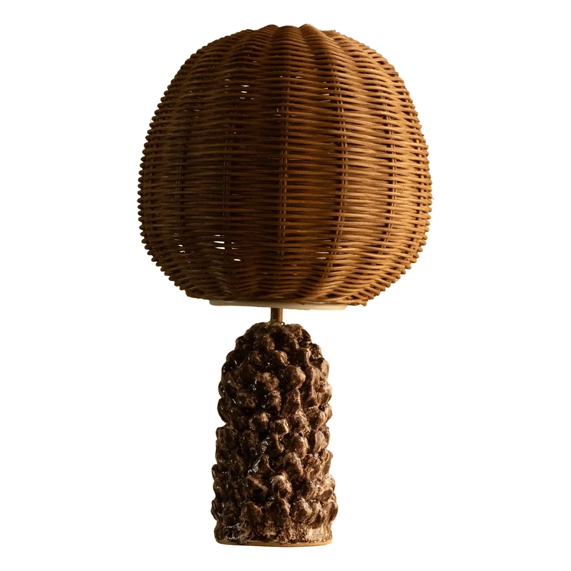 Rose Ceramic Table Lamp with Rattan Shade - Brown product