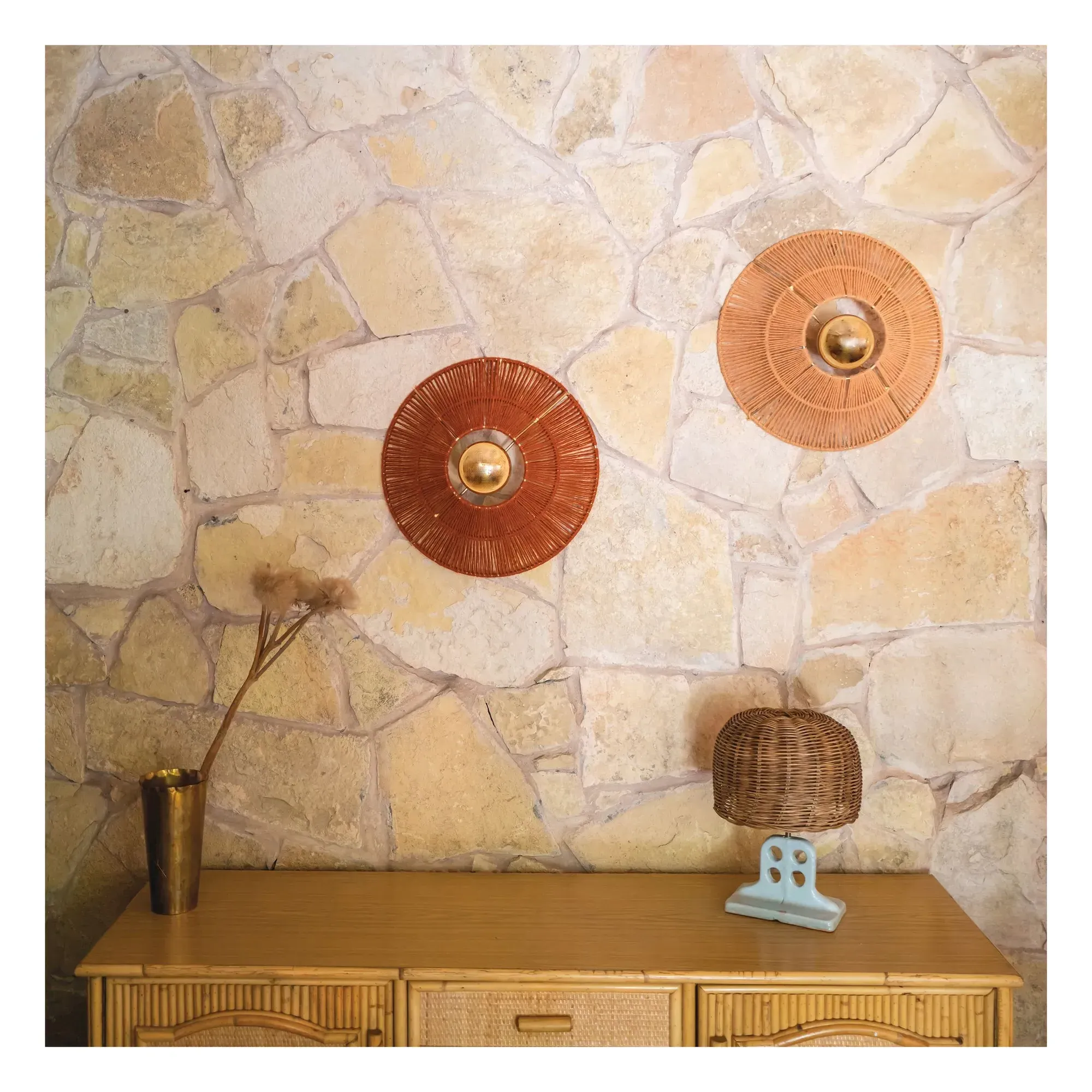 Virgo Round Wall Lamp - Rust, Wool alternate view