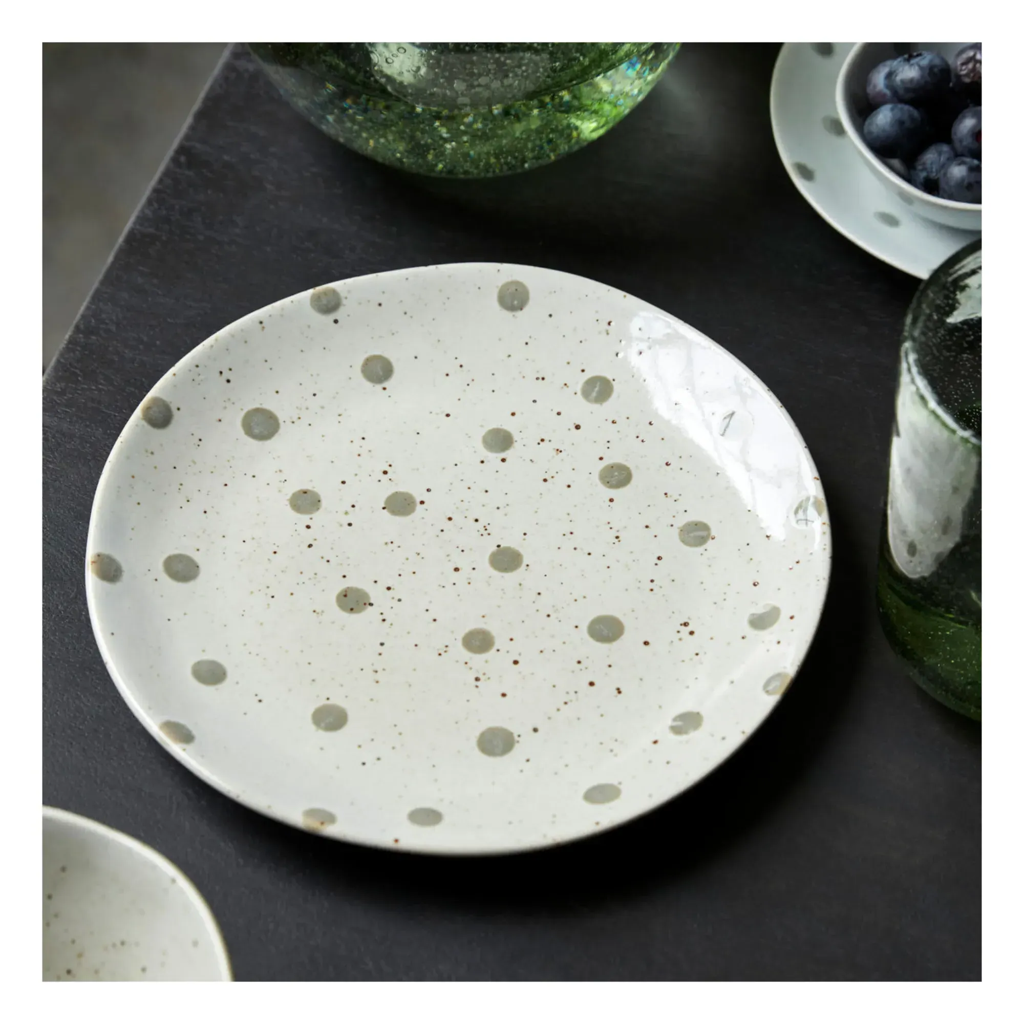 Dots Stoneware Plate - Beige alternate view
