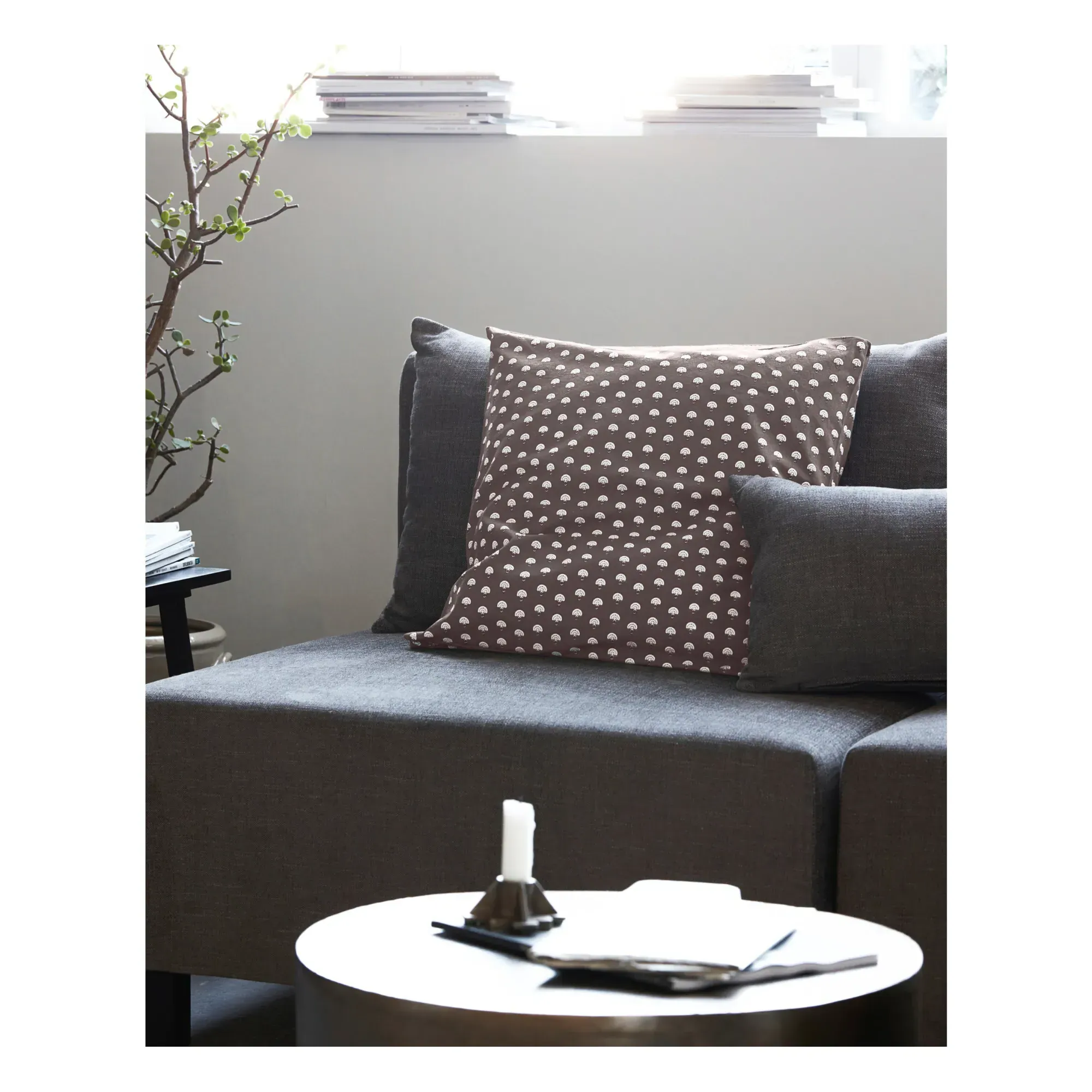 Nero Square Cushion Cover - Grey, Cotton alternate view