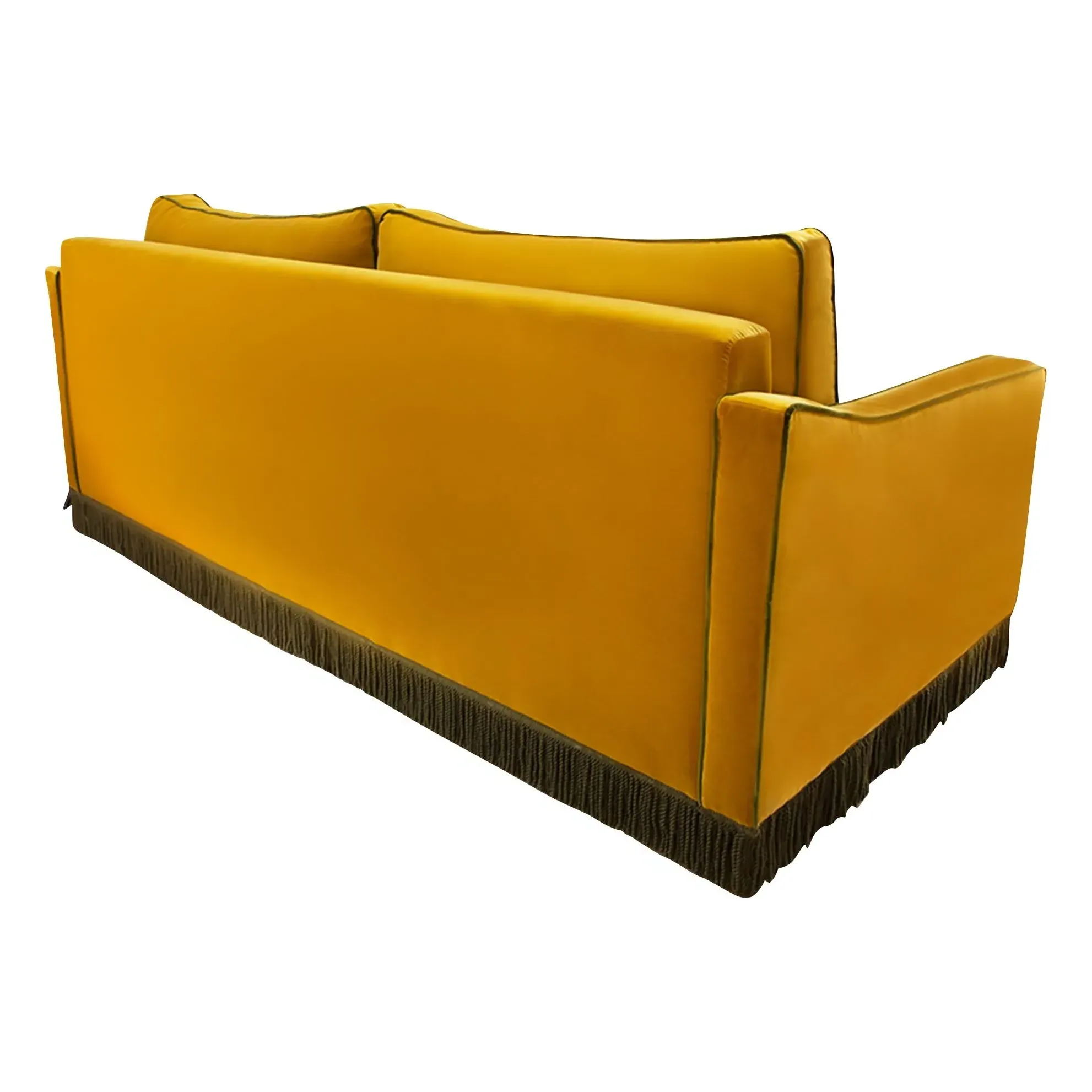 Afonso 3-Seater Sofa with Fringe Detail - Ochre, Cotton Velvet alternate view