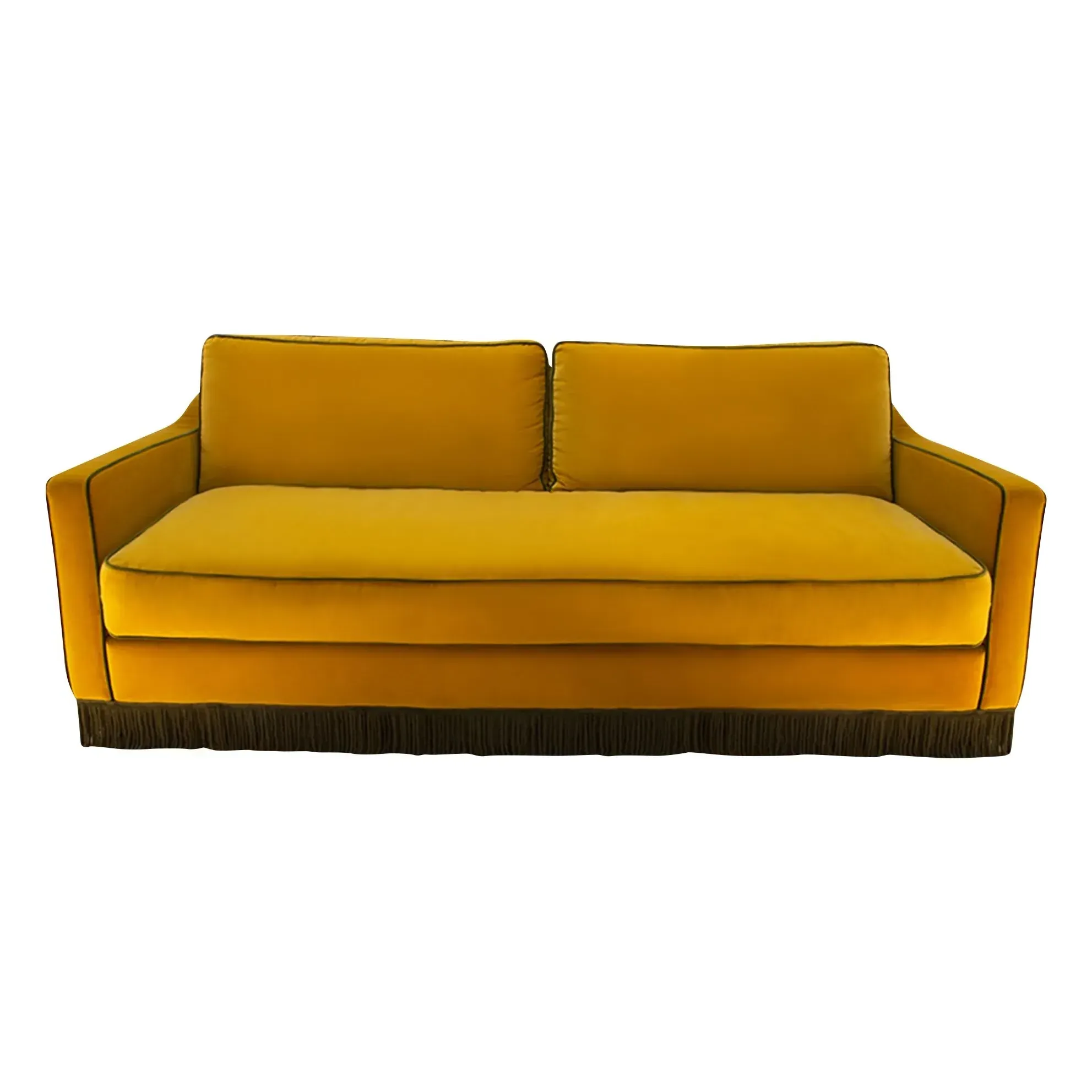Afonso 3-Seater Sofa with Fringe Detail - Ochre, Cotton Velvet product