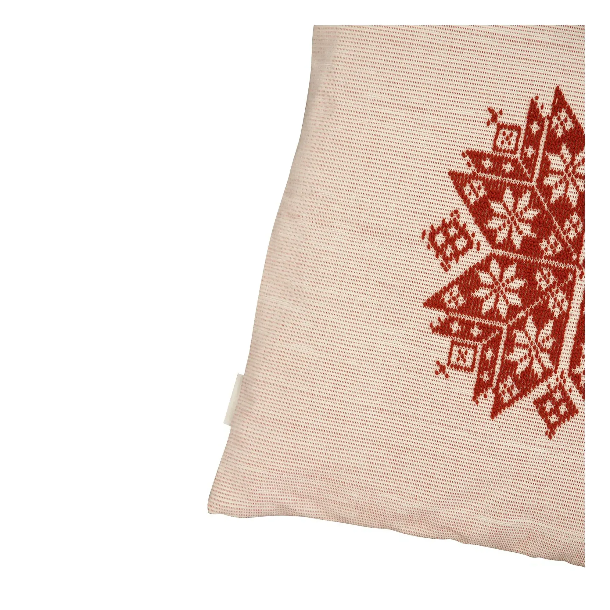 Agusta Embroidered Cushion - Brick Red, Cotton Linen alternate view