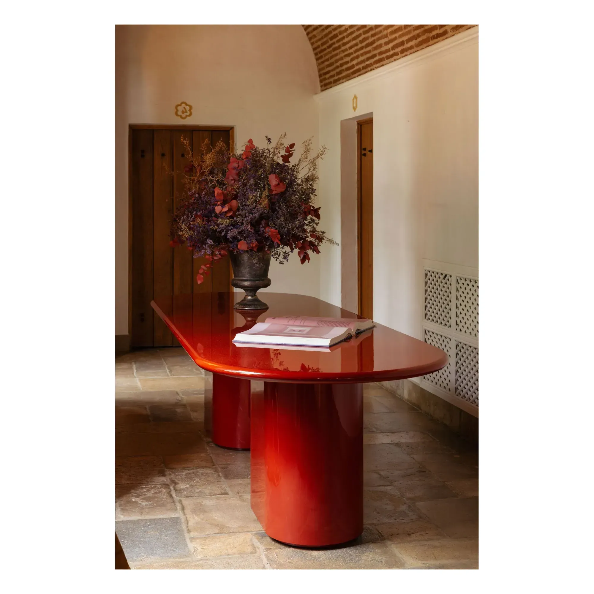 Amendoeira Dining Table - Carmine Red, Lacquered Wood alternate view
