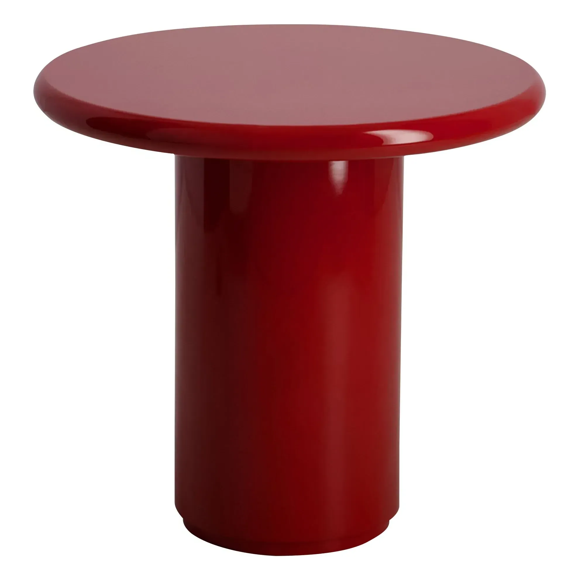 Amendoeira Round Side Table - Carmine Red, Lacquered Wood product