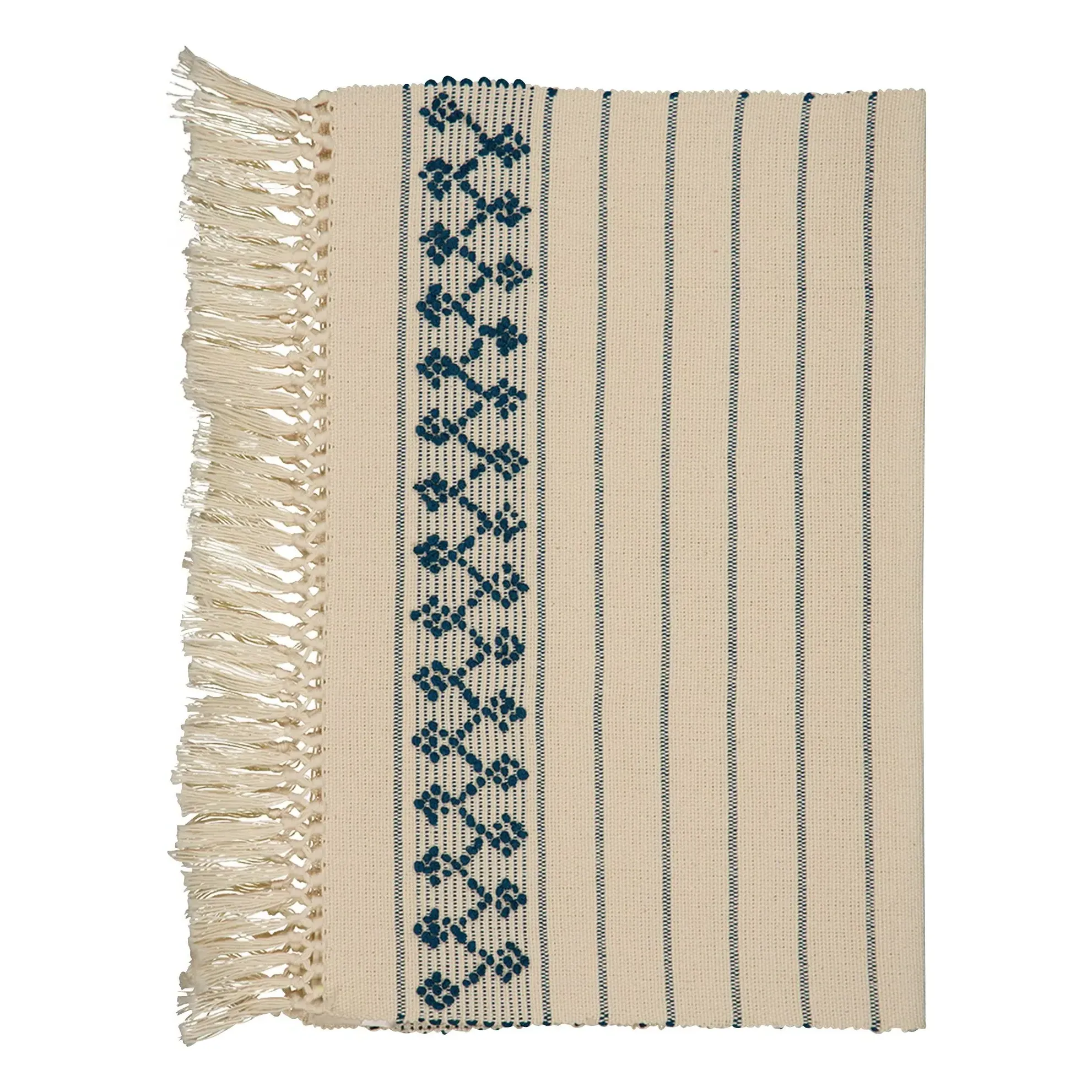 Amélia Embroidered Place Mat - Blue, Cotton-Linen alternate view
