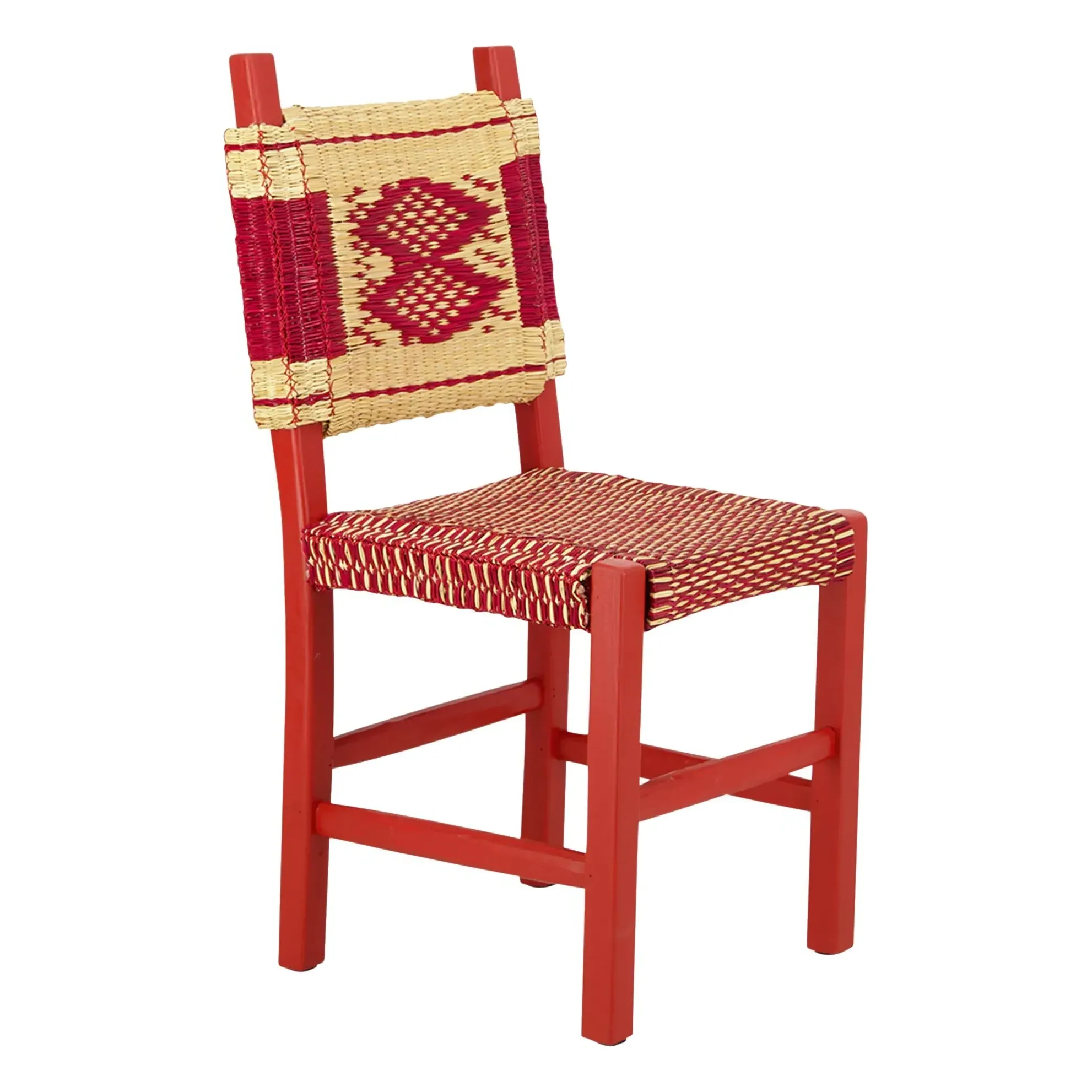 Coruche Woven Reed Dining Chair - Burgundy, Wood alternate view
