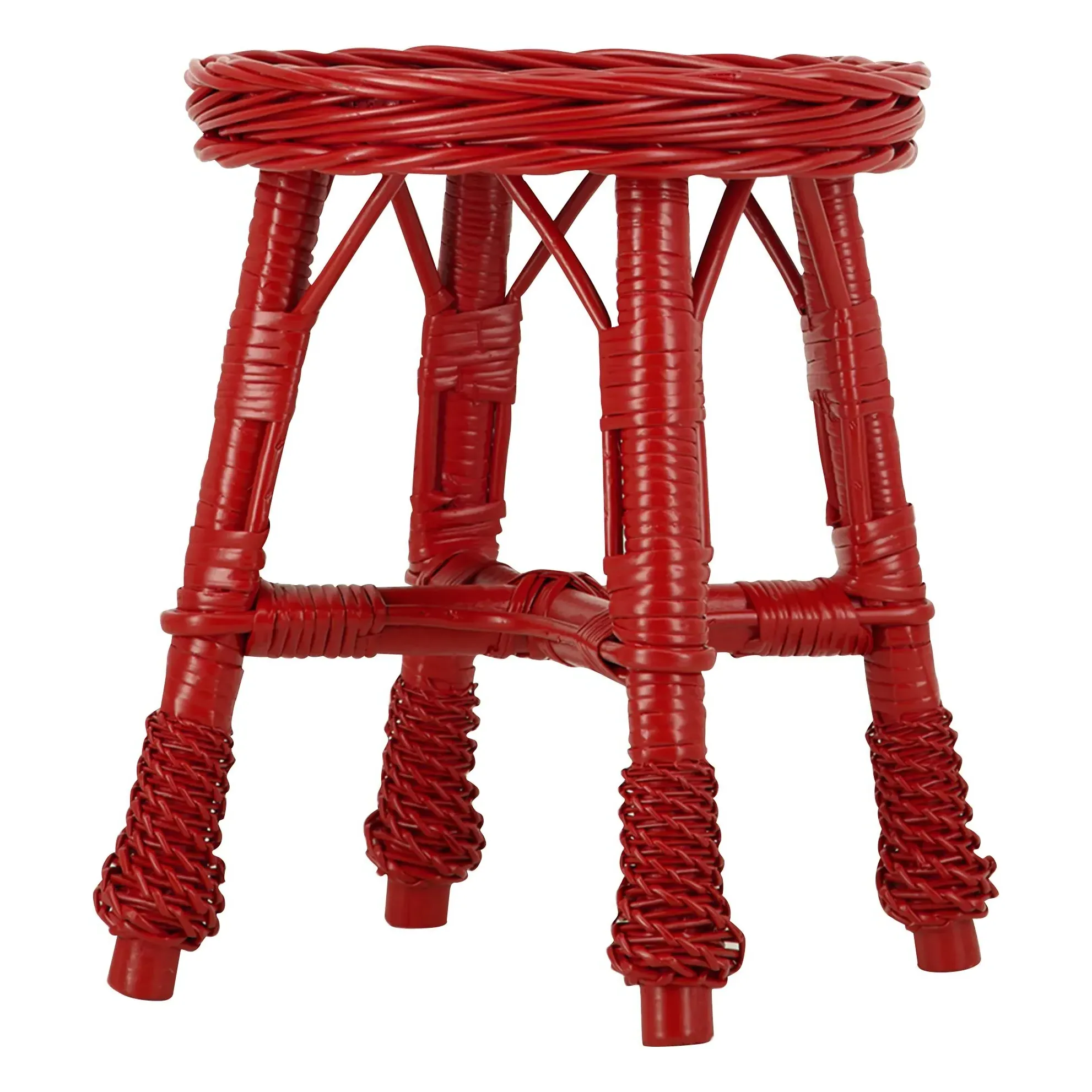 Furnas Woven Stool - Red, Wicker alternate view