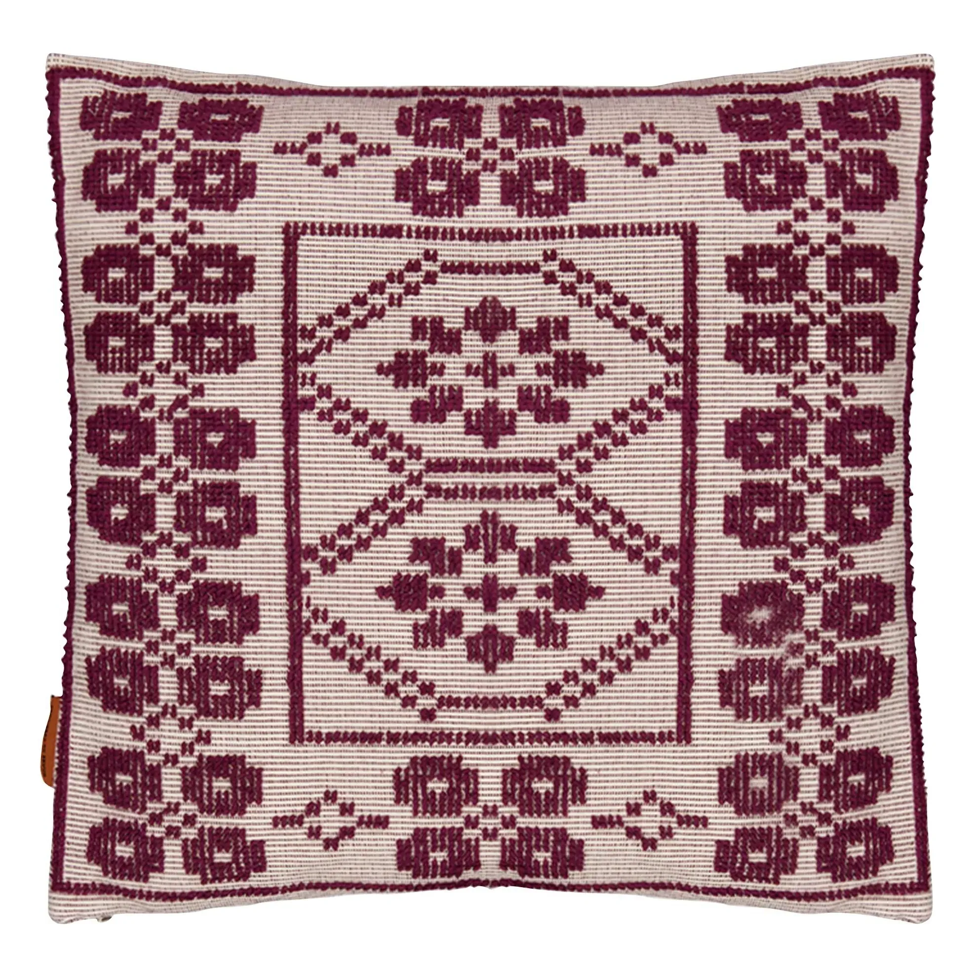 Inês Embroidered Cushion - Burgundy, Cotton Linen product