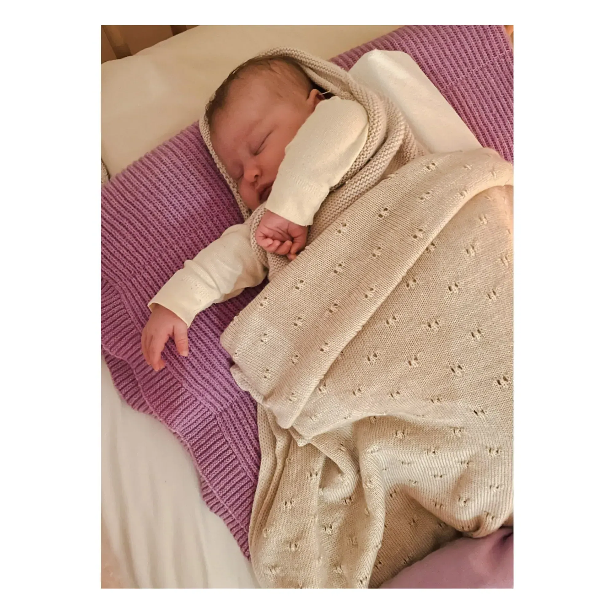 Bibi Pointelle Merino Wool Blanket - Cream alternate view