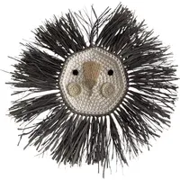 Raffia Hanging Lion Head Wall Decor - Grey Blue, Raffia alternate view