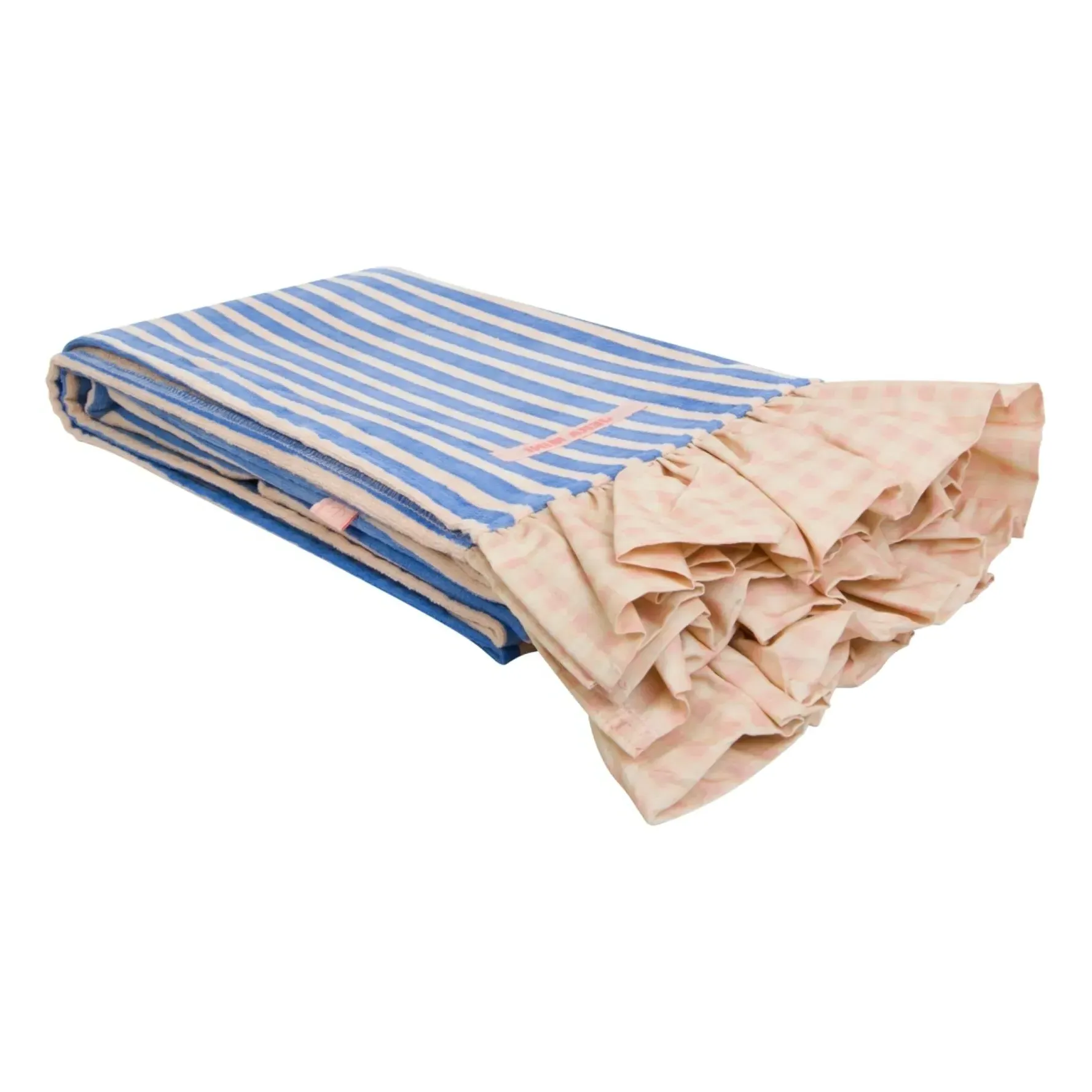 Rosi Striped Ruffled Terry Beach Towel - Pale Pink, Cotton product