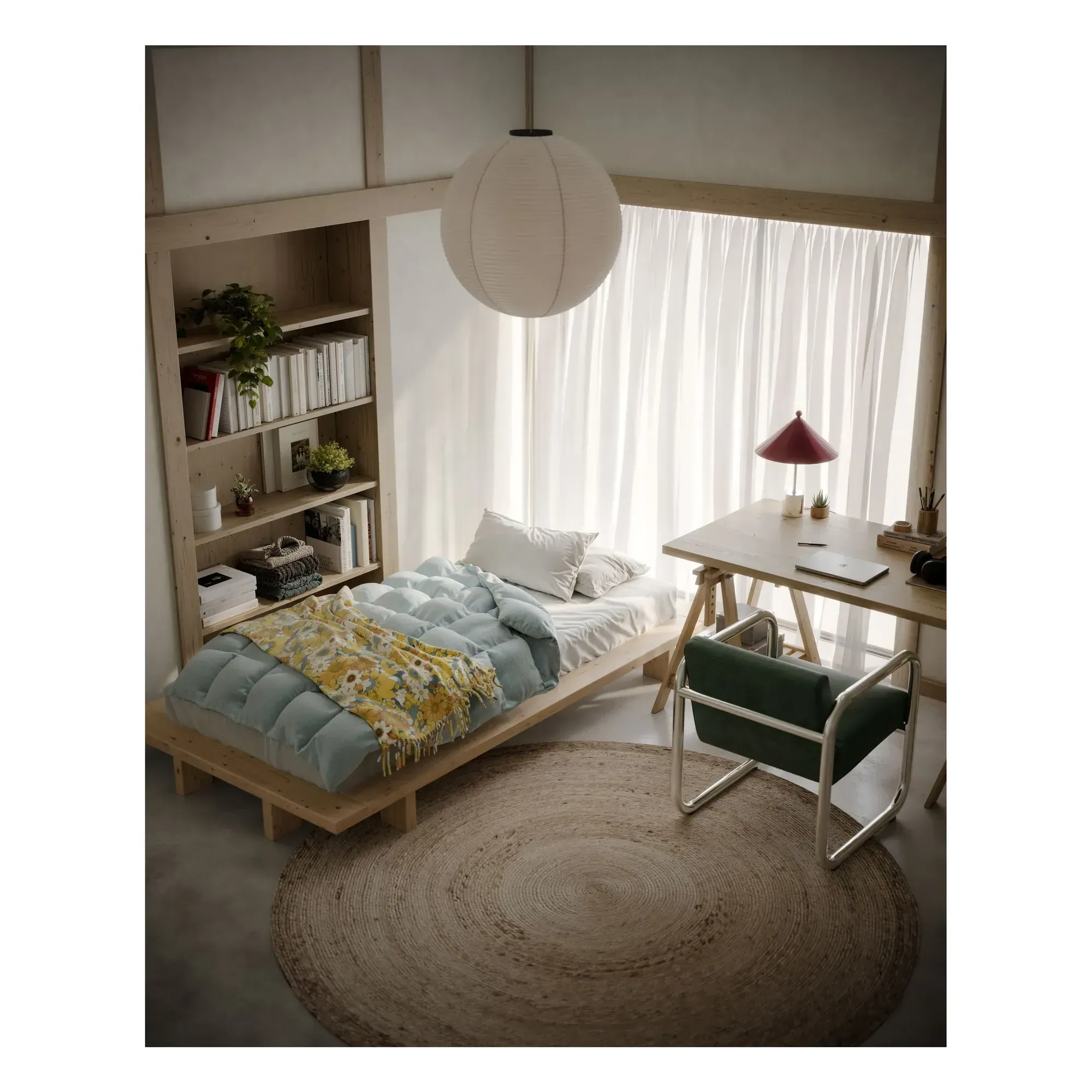 Japan Low-Profile Bed Frame - Natural, Pine Wood alternate view