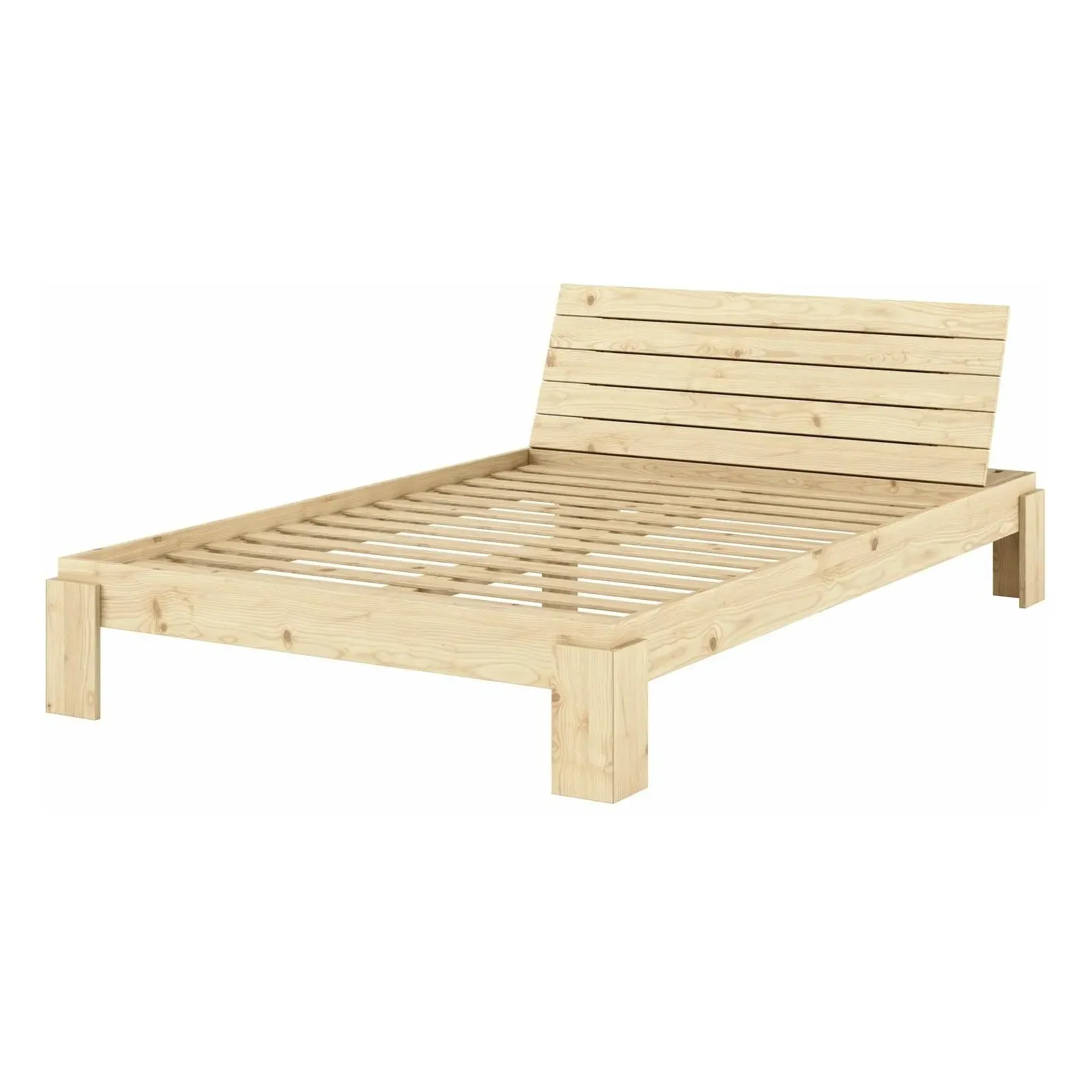 Layers Bed Frame with Storage Headboard - Natural, Pine Wood product