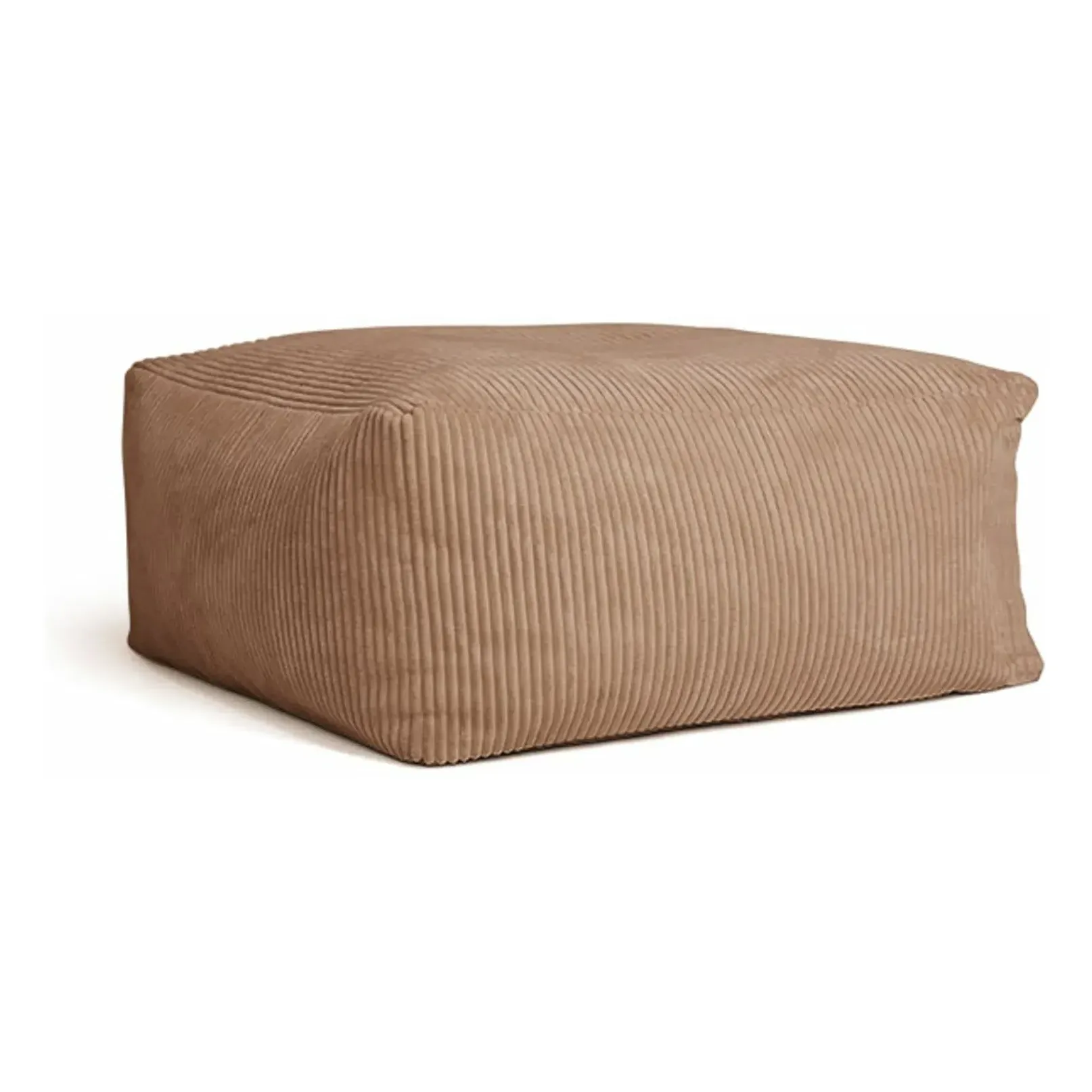 Corduroy Pouf with Handle - Brown, Polyester product