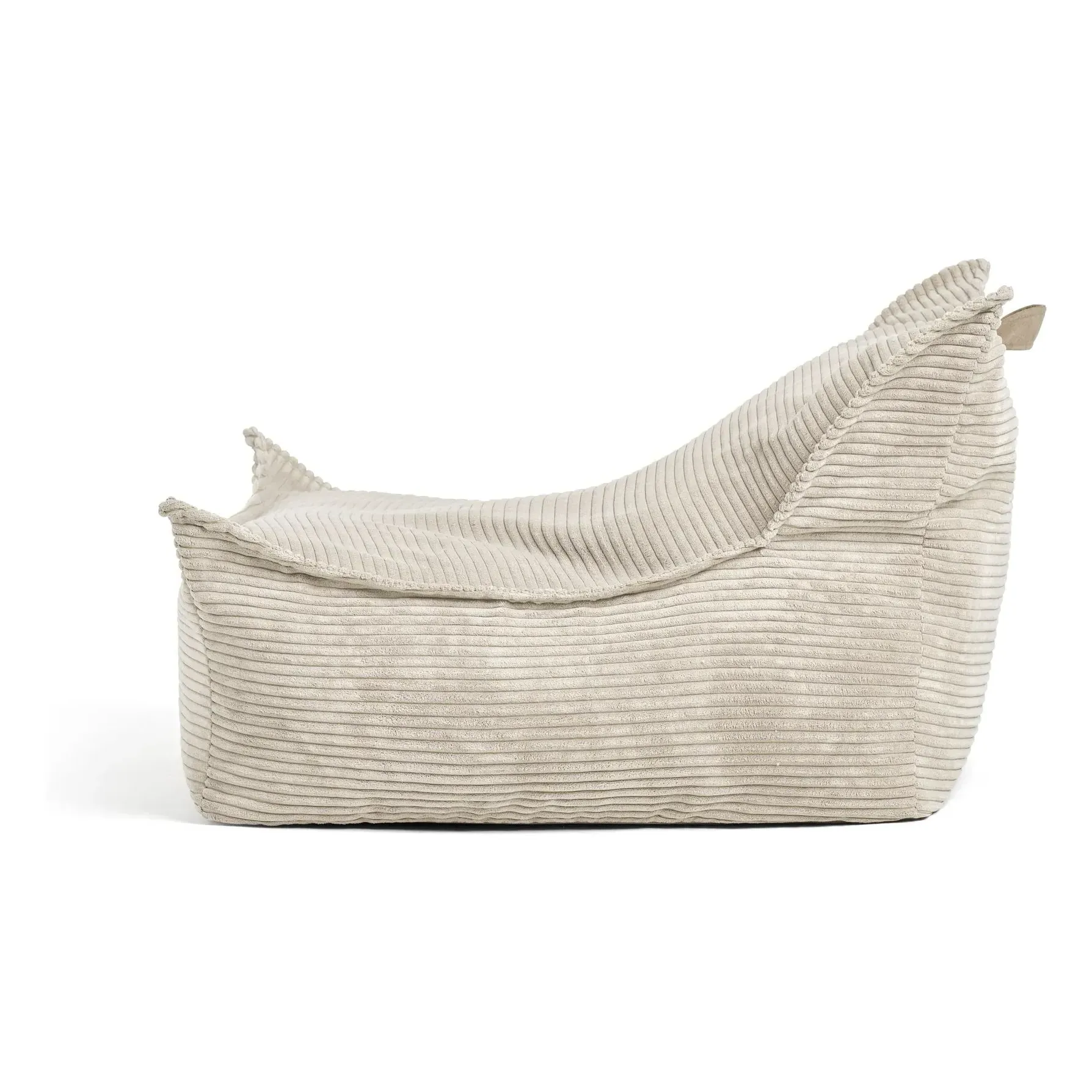 Corduroy Pouffe with Handle - Beige, Polyester alternate view