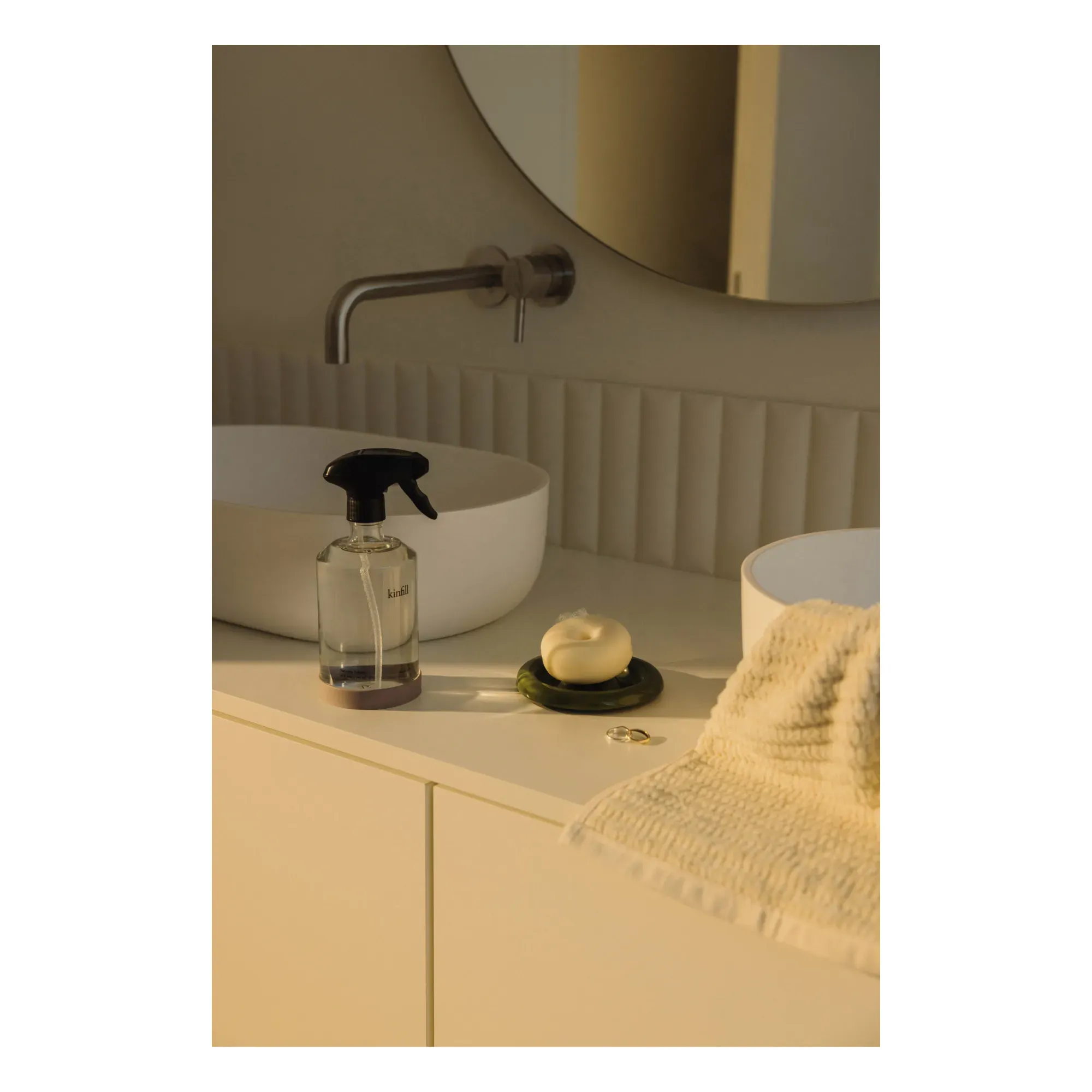 Halo Round Soap Holder - Dark Green, Porcelain alternate view
