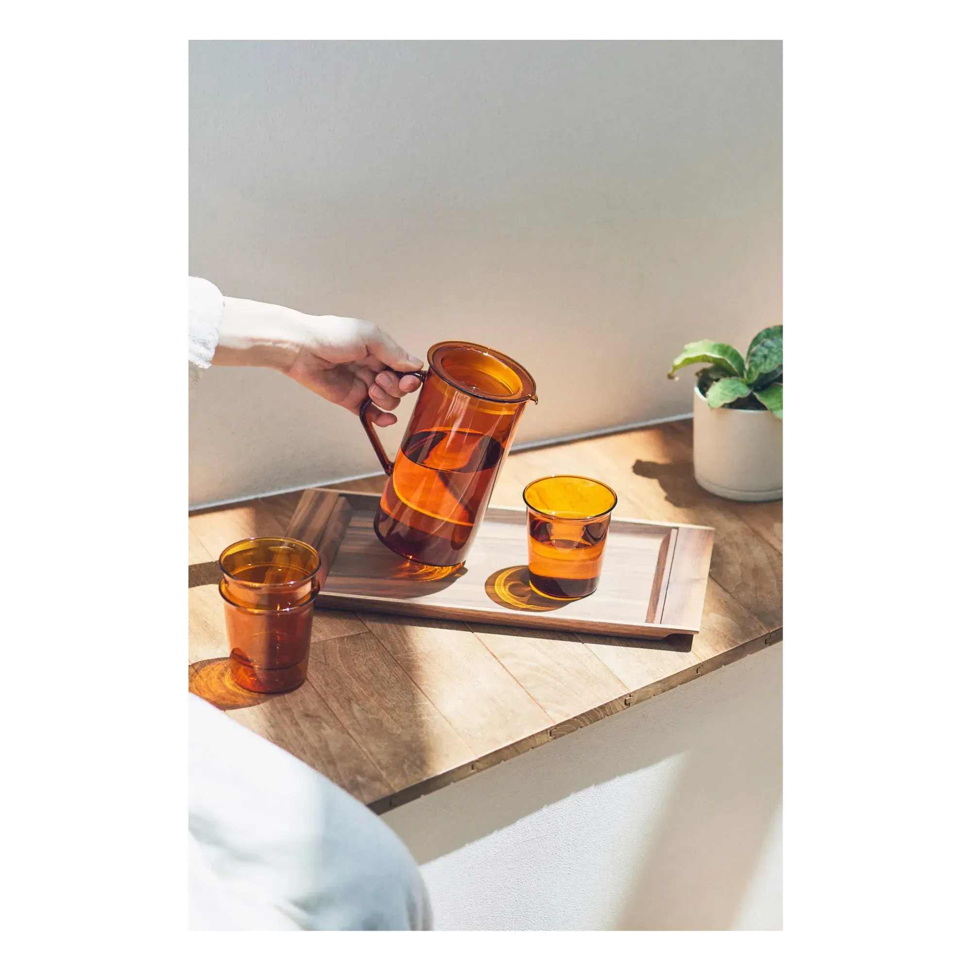 Cast Single Wall Glass 250ml - Amber, Glass alternate view