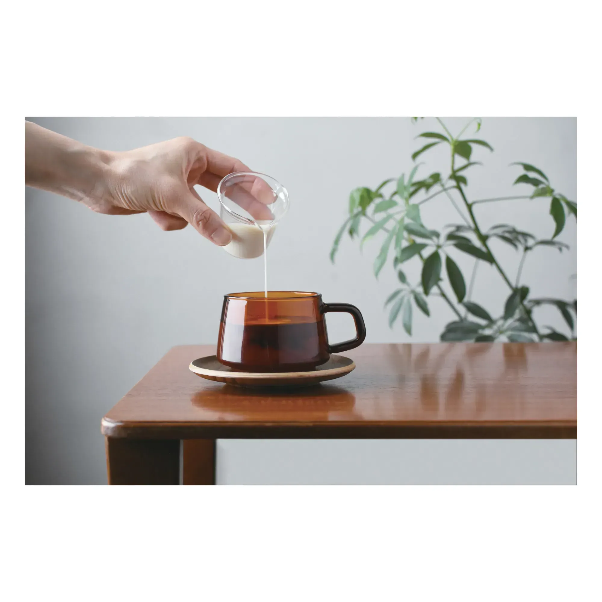 Sepia Cup and Saucer - Amber, Glass and Teak alternate view