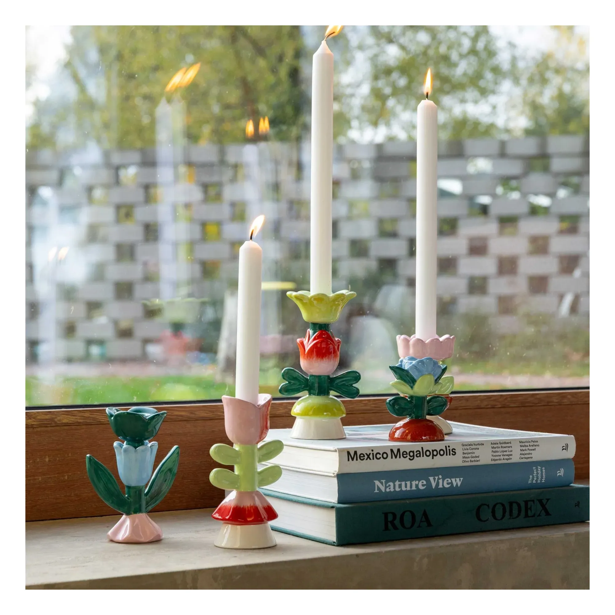 Blume Tulip Candleholder - Pink, Stoneware alternate view