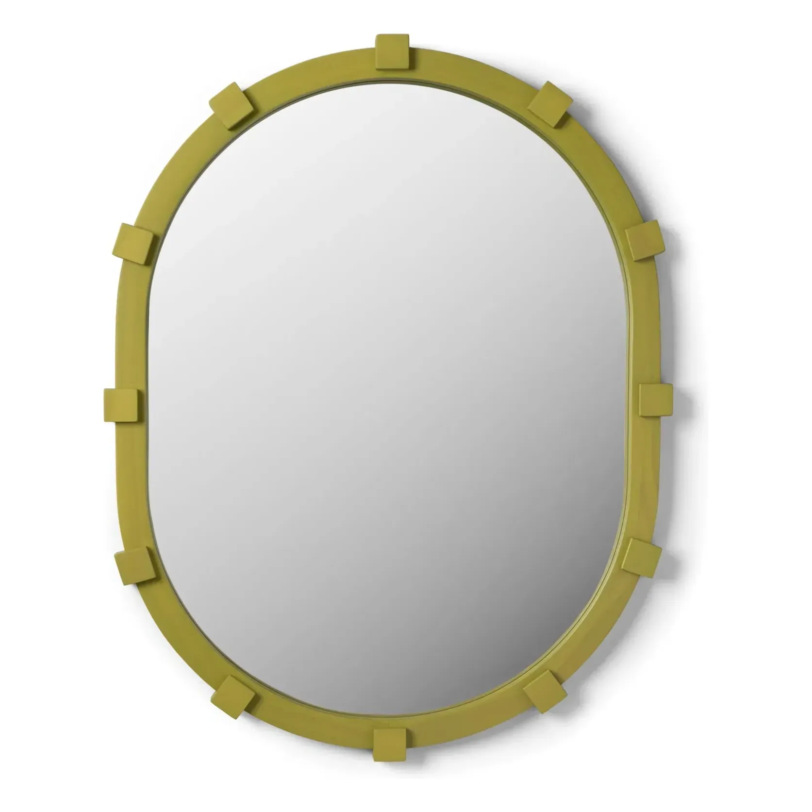 Chunk Oval Mirror - Green, Pine Wood product
