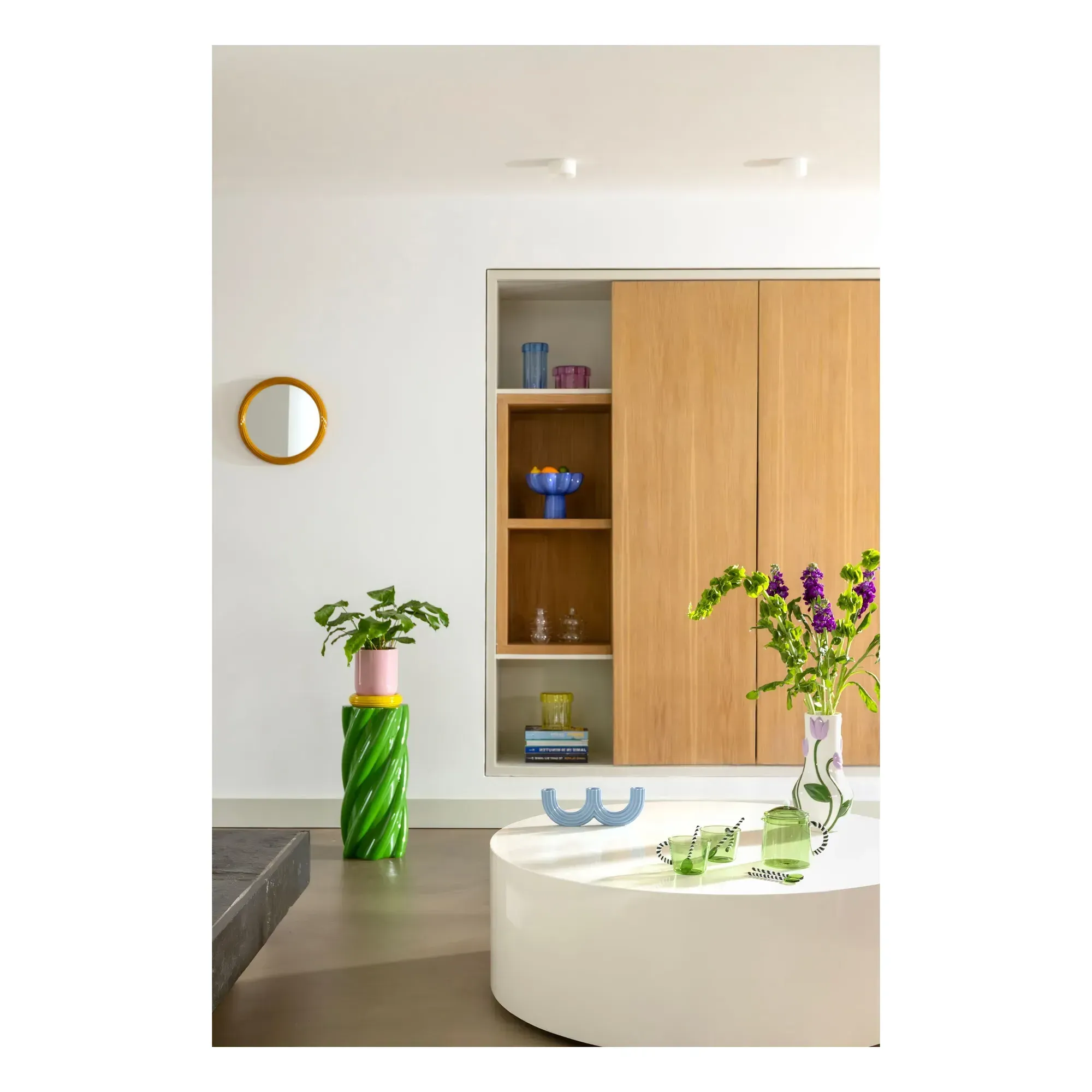 Churros Round Wall Mirror - Ochre, Polyresin alternate view