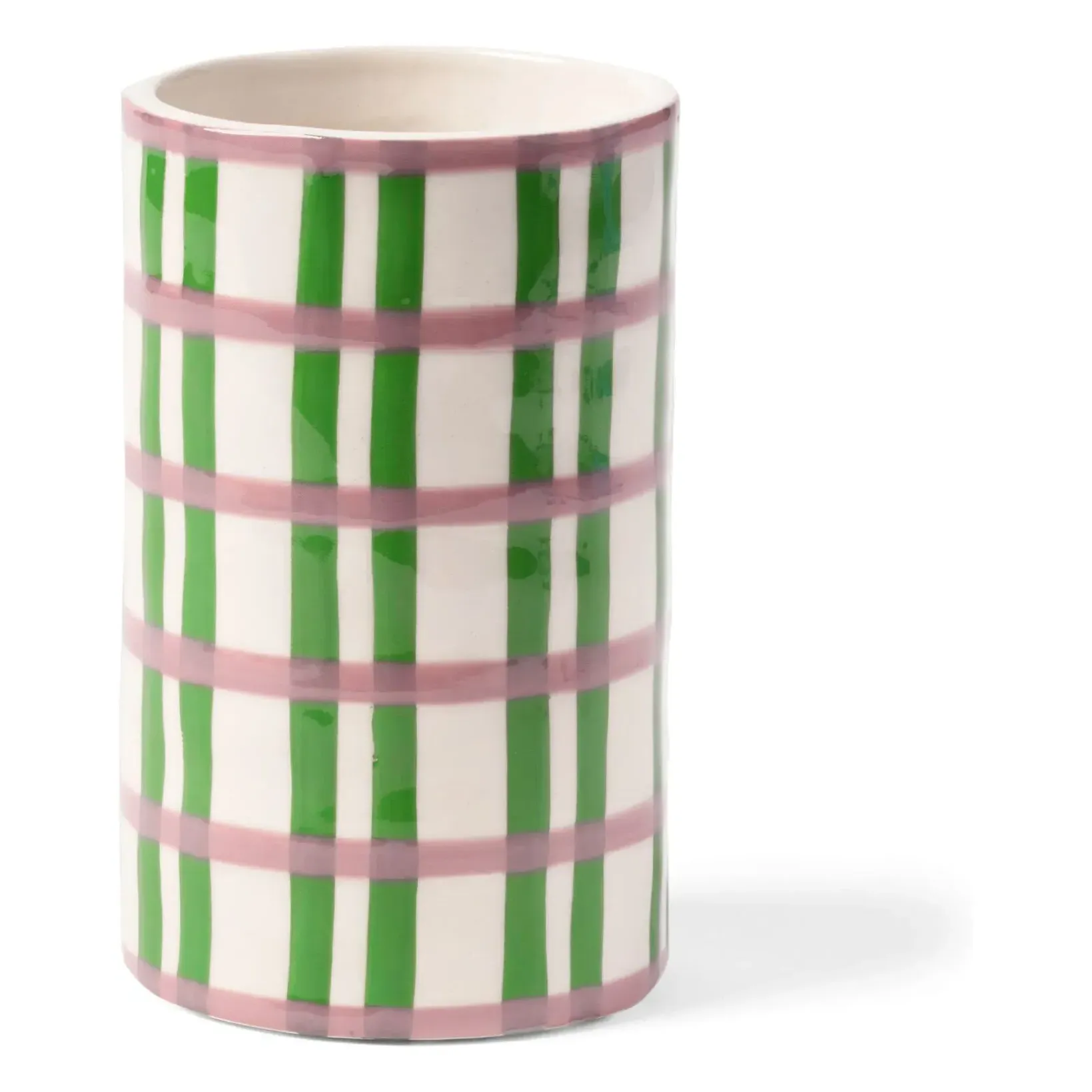 Clash Grid Hand-Painted Vase - Green, Porcelain product