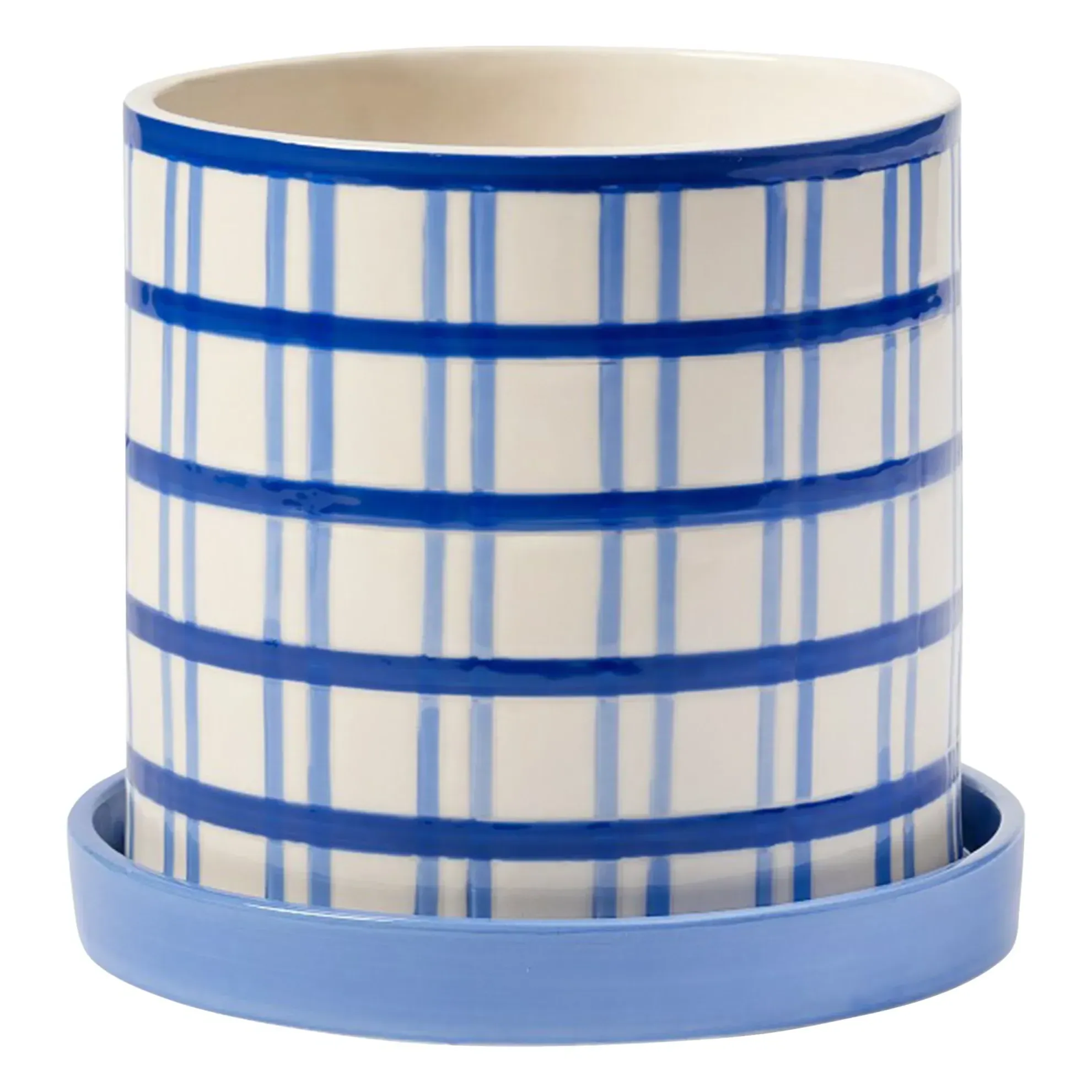 Clash Grid Planter with Tray - Blue, Porcelain product