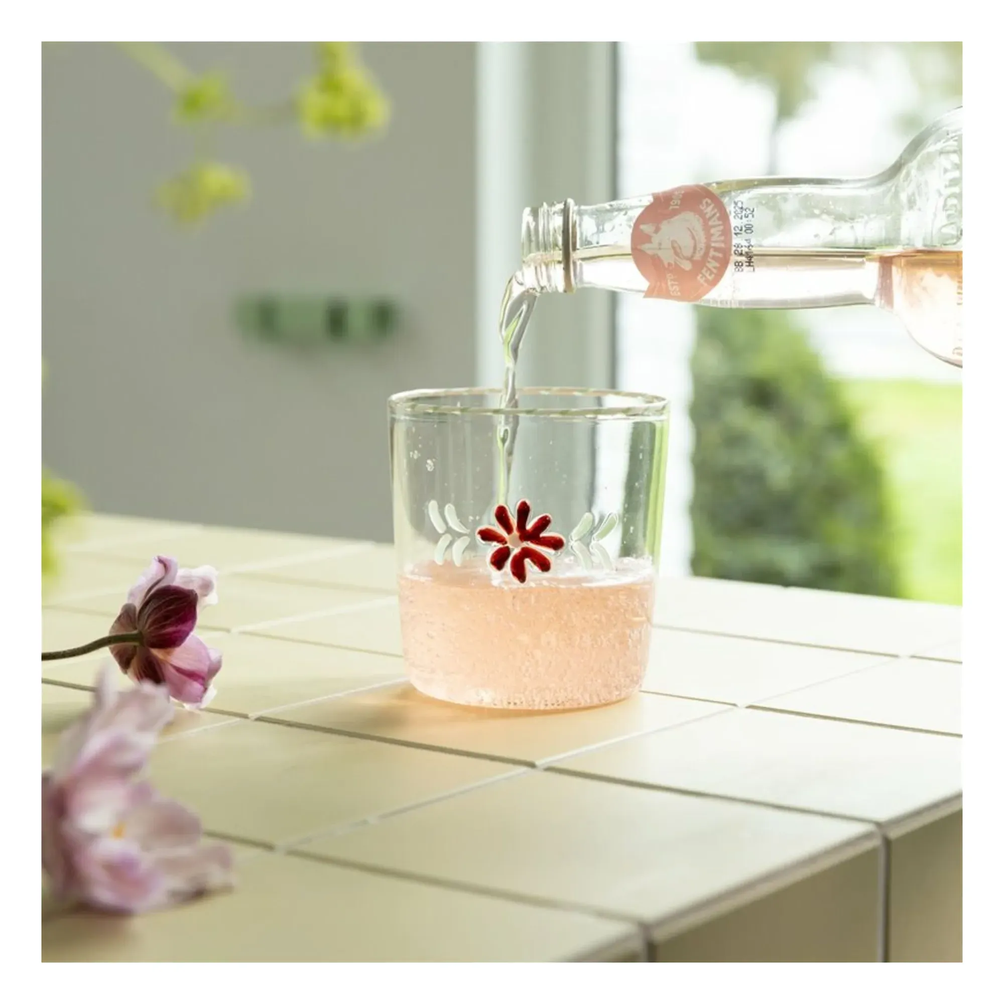 Flora Set of 2 Water Glasses - Red, Borosilicate Glass alternate view