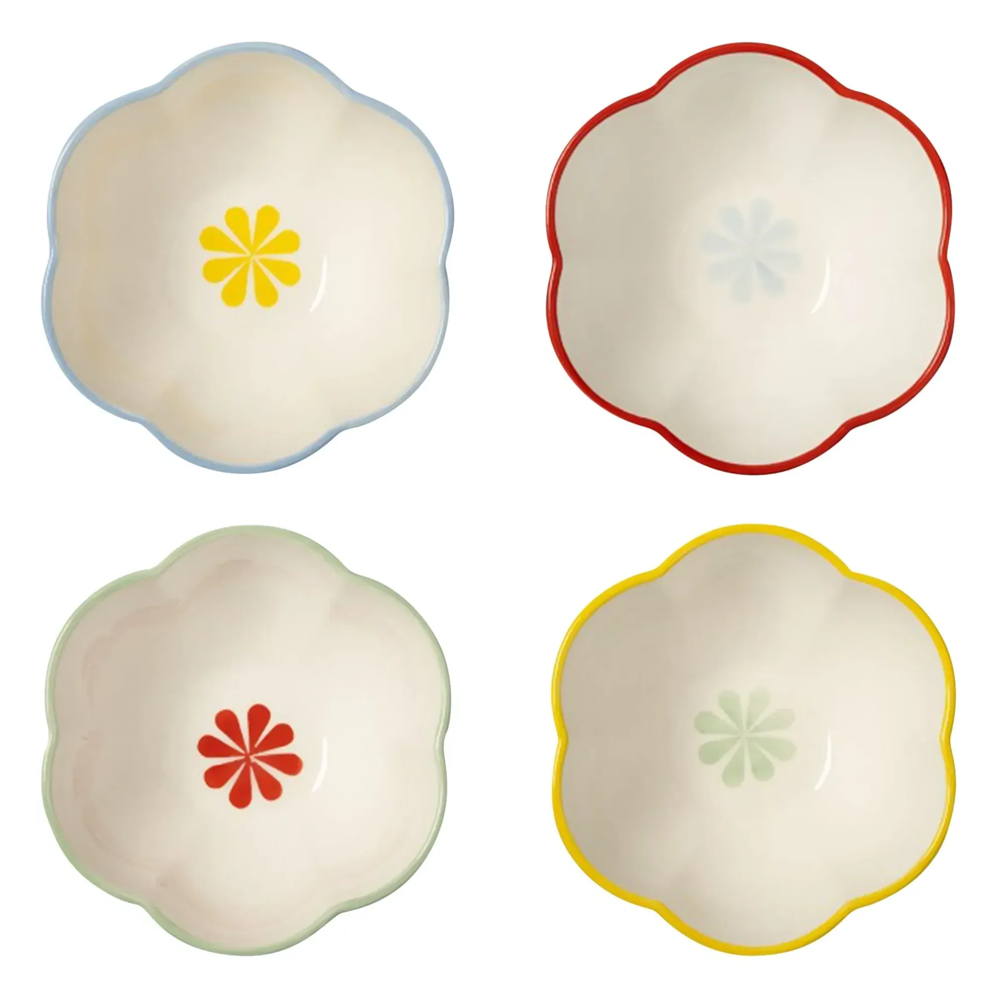Folk Set of 4 Bowls - Multicoloured, Porcelain product