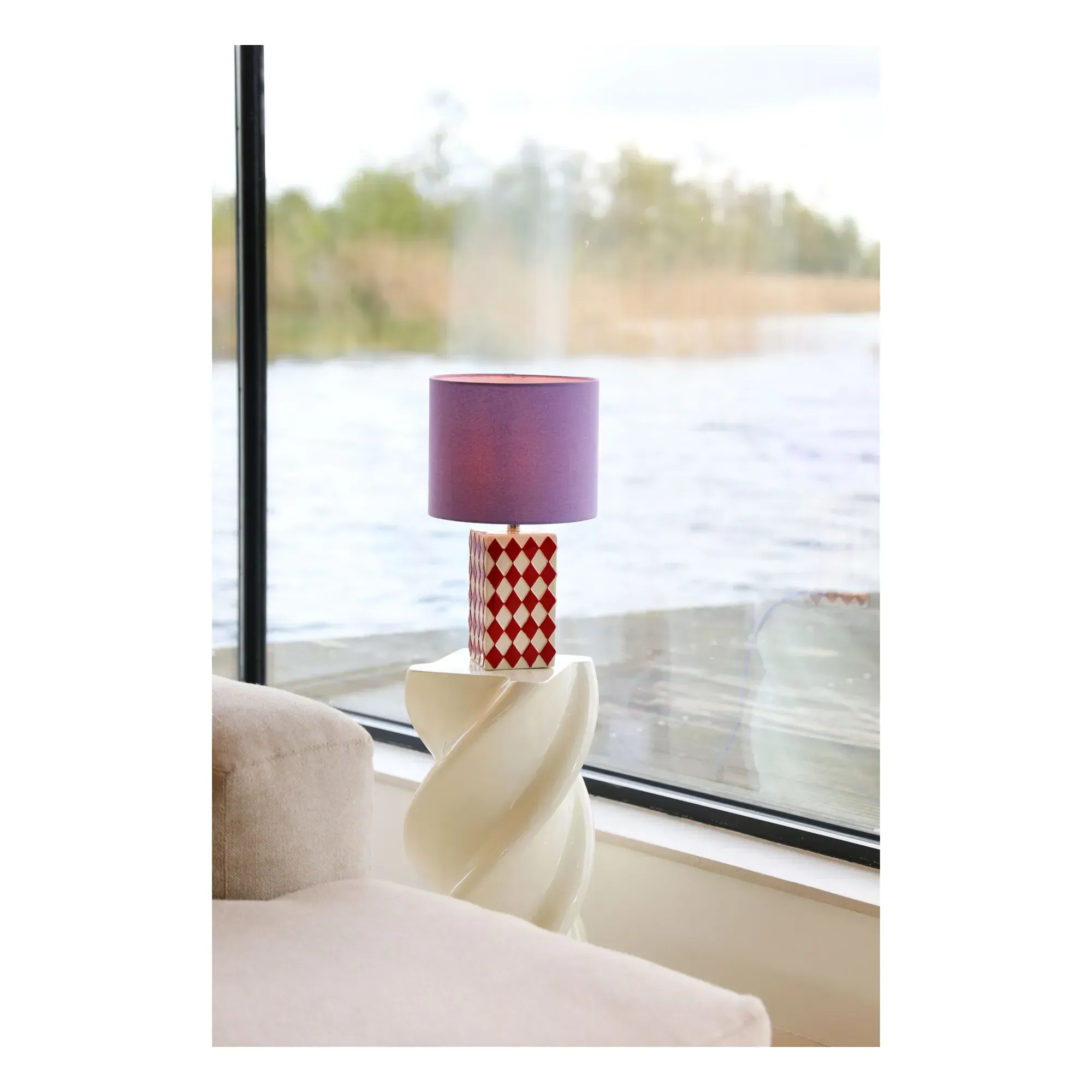 Grid Ceramic Table Lamp - Red alternate view