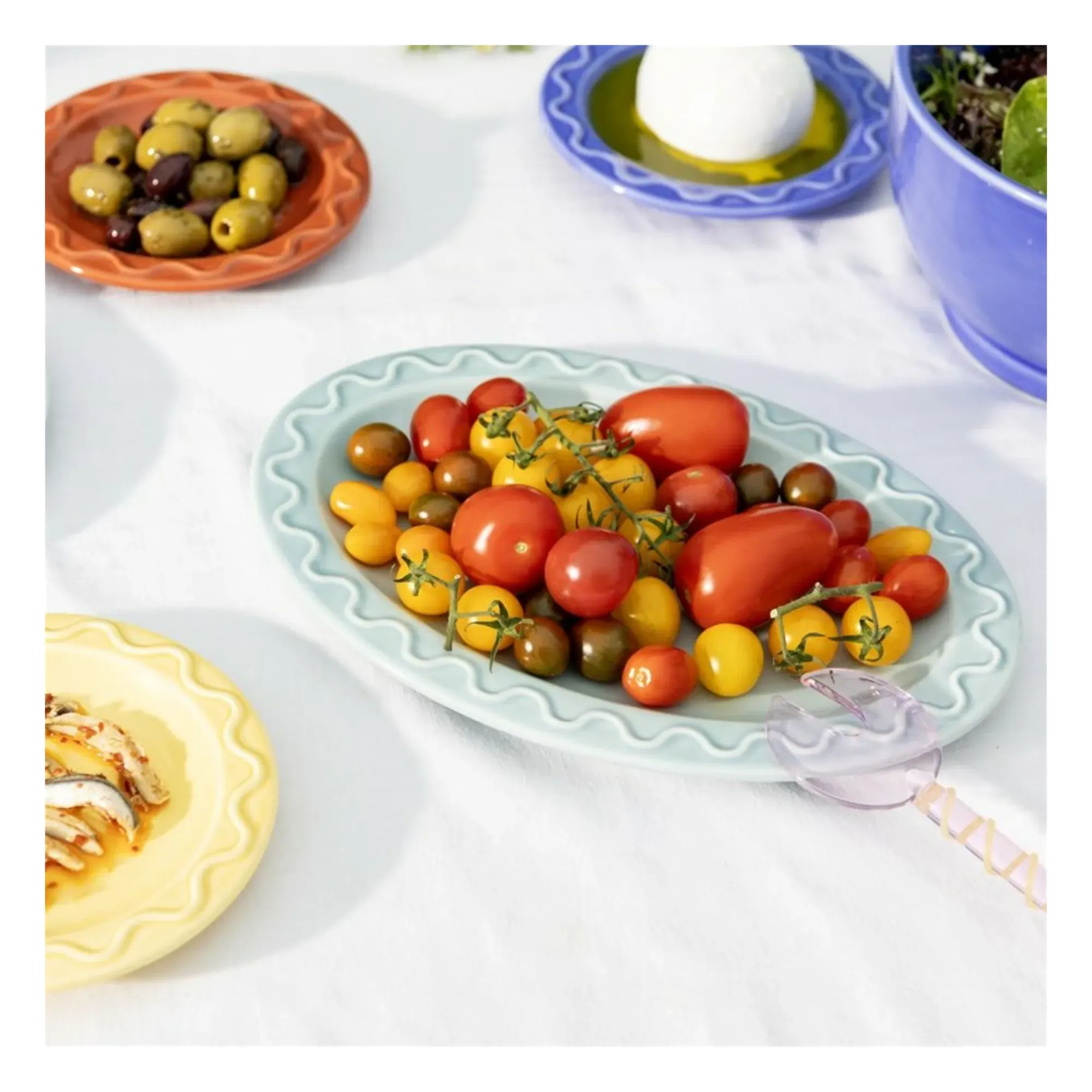 Mochi Oval Serving Plate - Blue, New Bone China alternate view