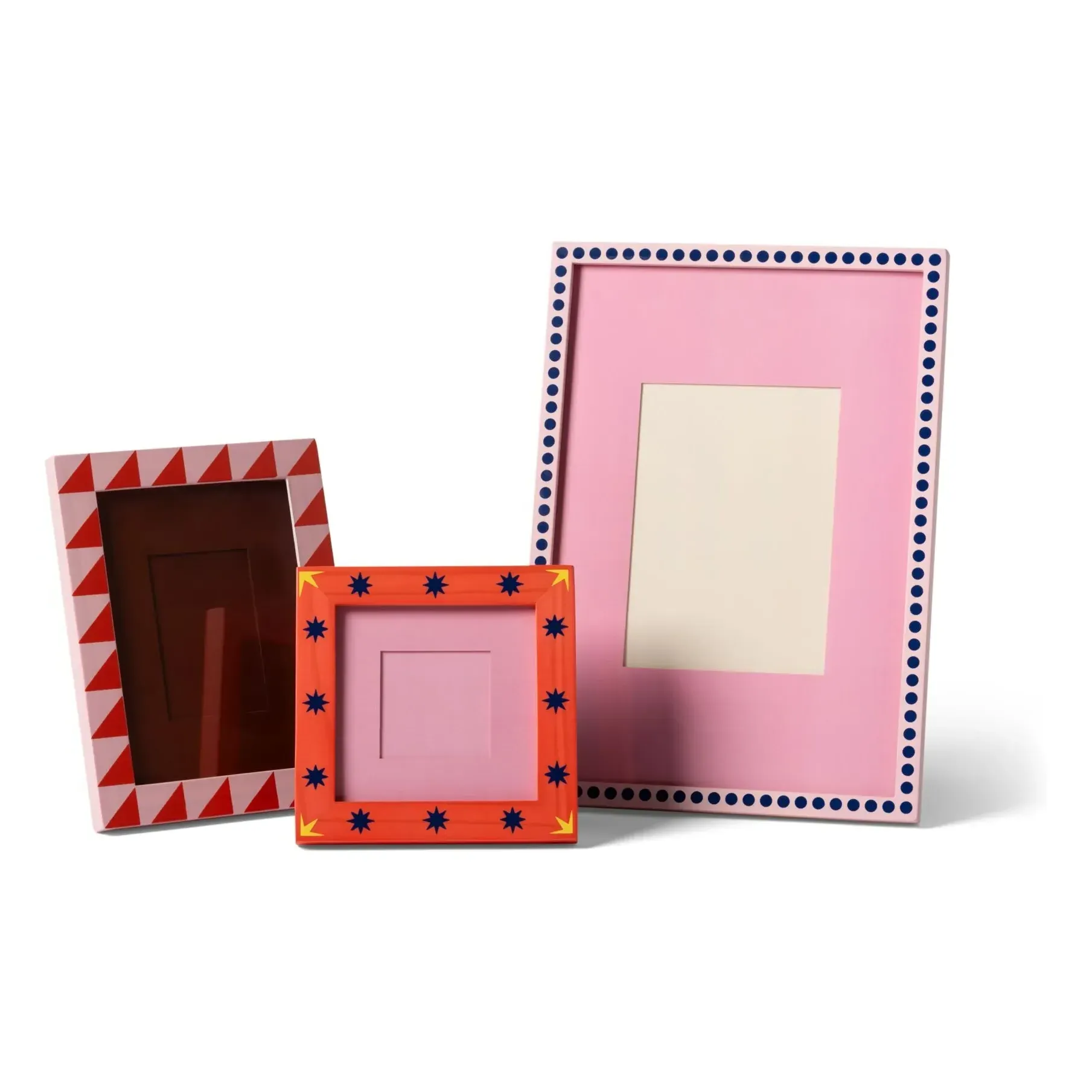 Patch Pois Photo Frame - Pink, Pine Wood alternate view
