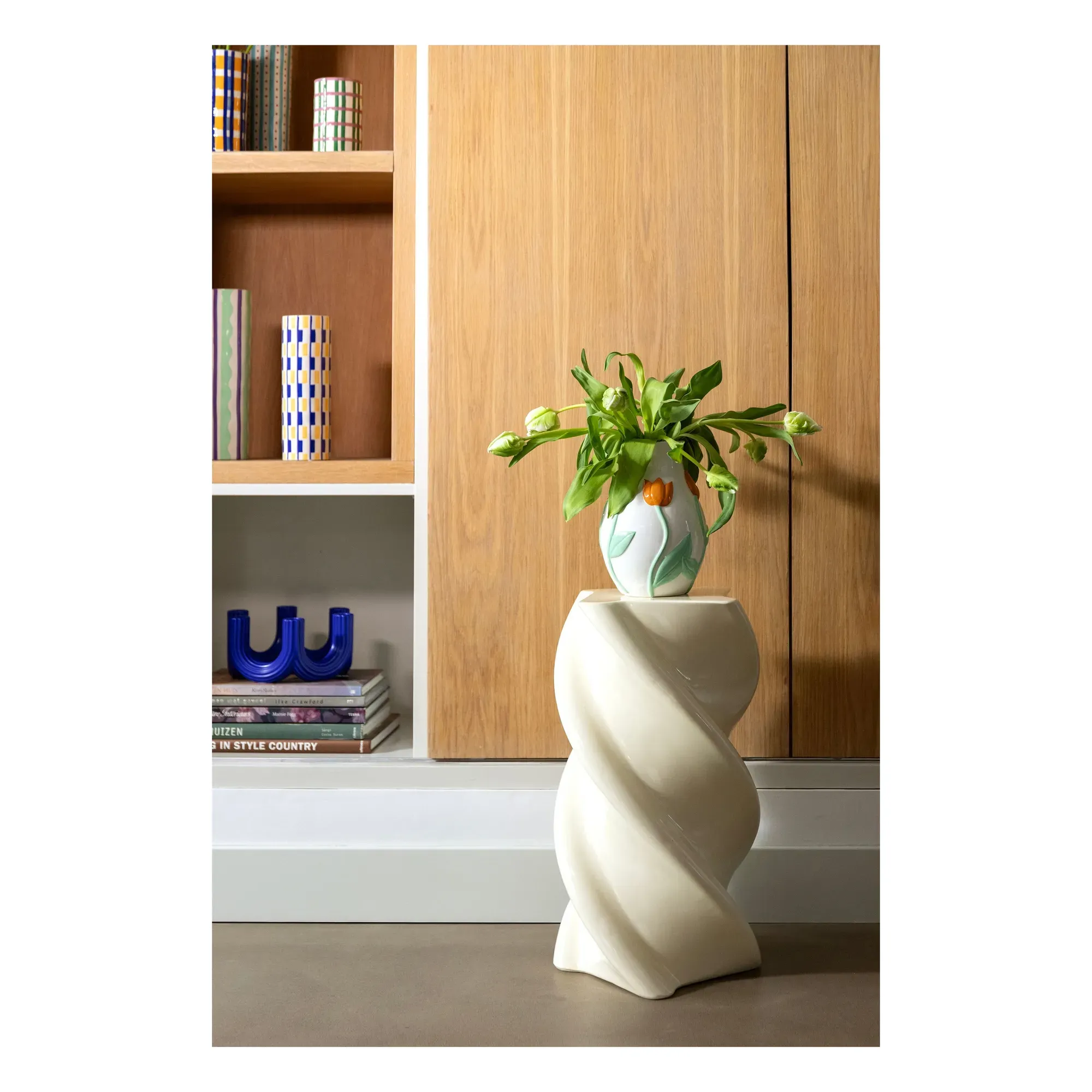 Pillar Round Side Table - Cream, Fibreglass alternate view