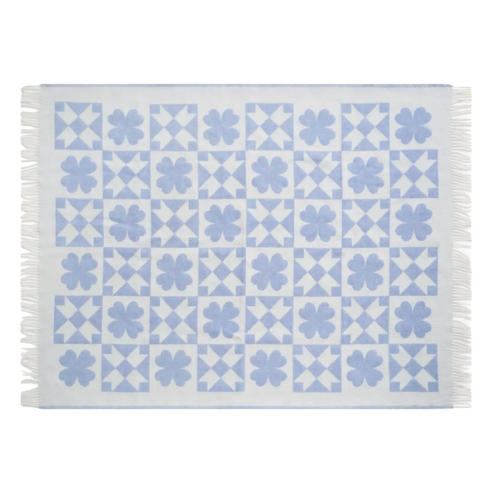 Plaid Patch Quilt Throw - Blue, New Zealand Wool alternate view
