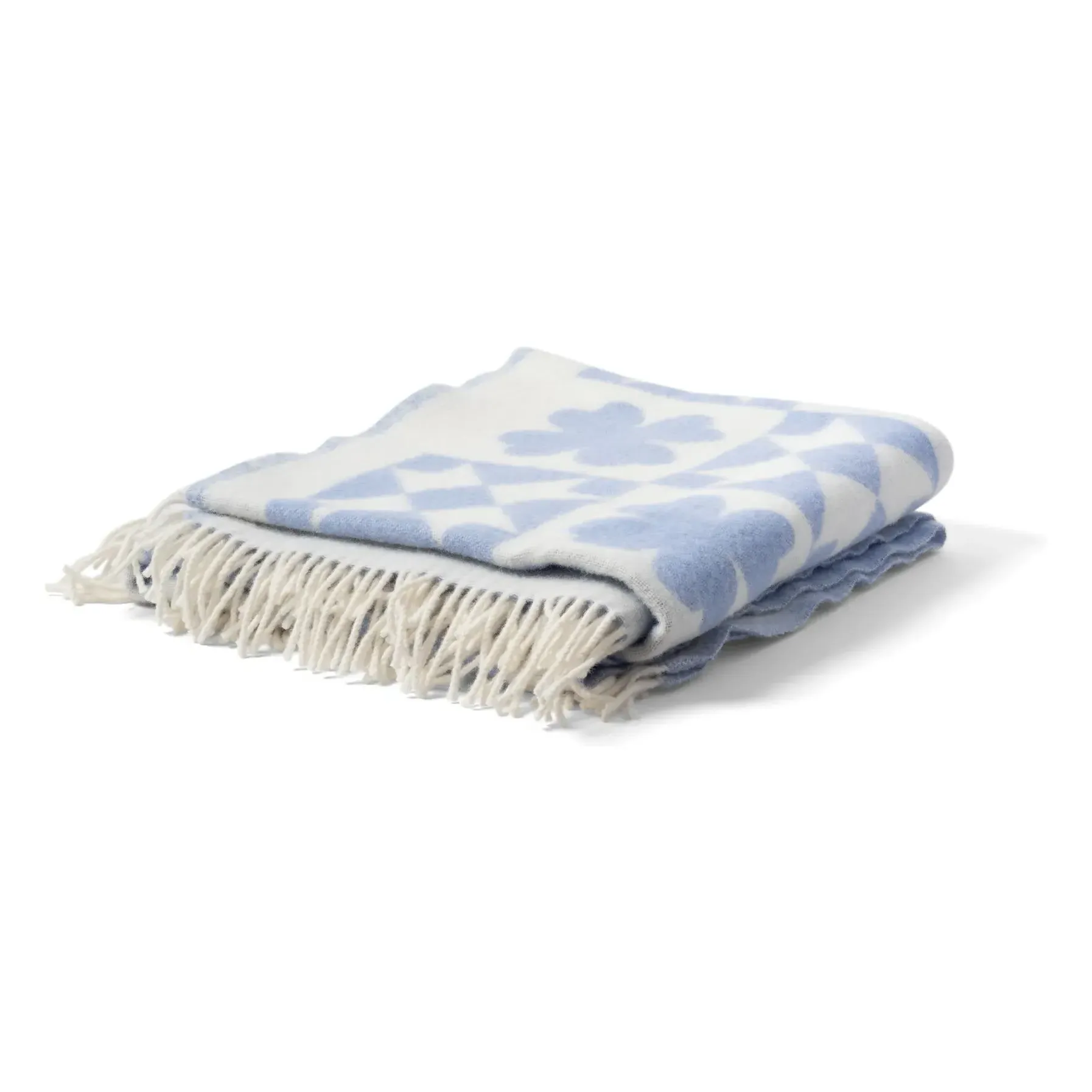 Plaid Patch Wool Throw Quilt - Blue product
