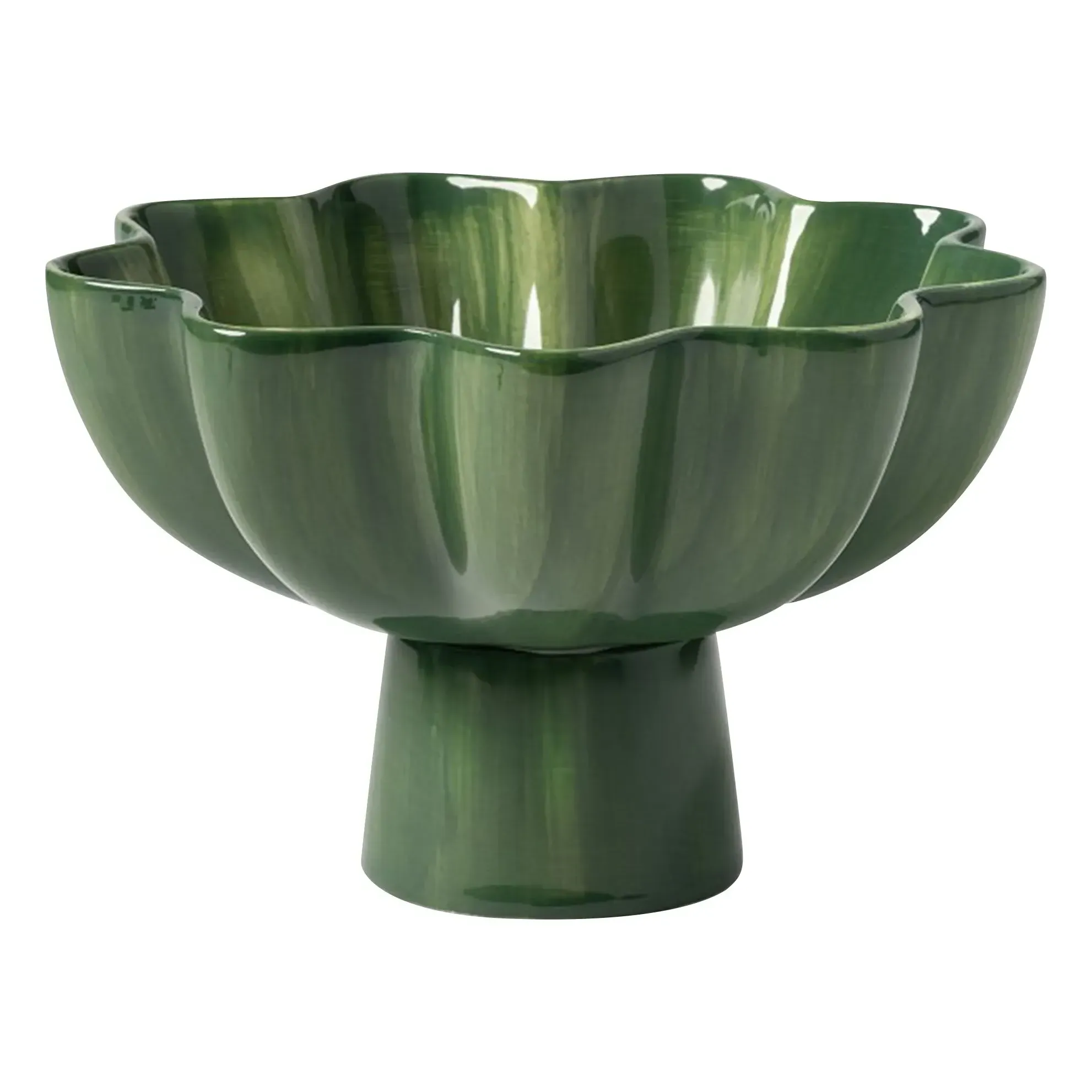 Sun Round Basket Bowl - Dark Green, Stoneware product