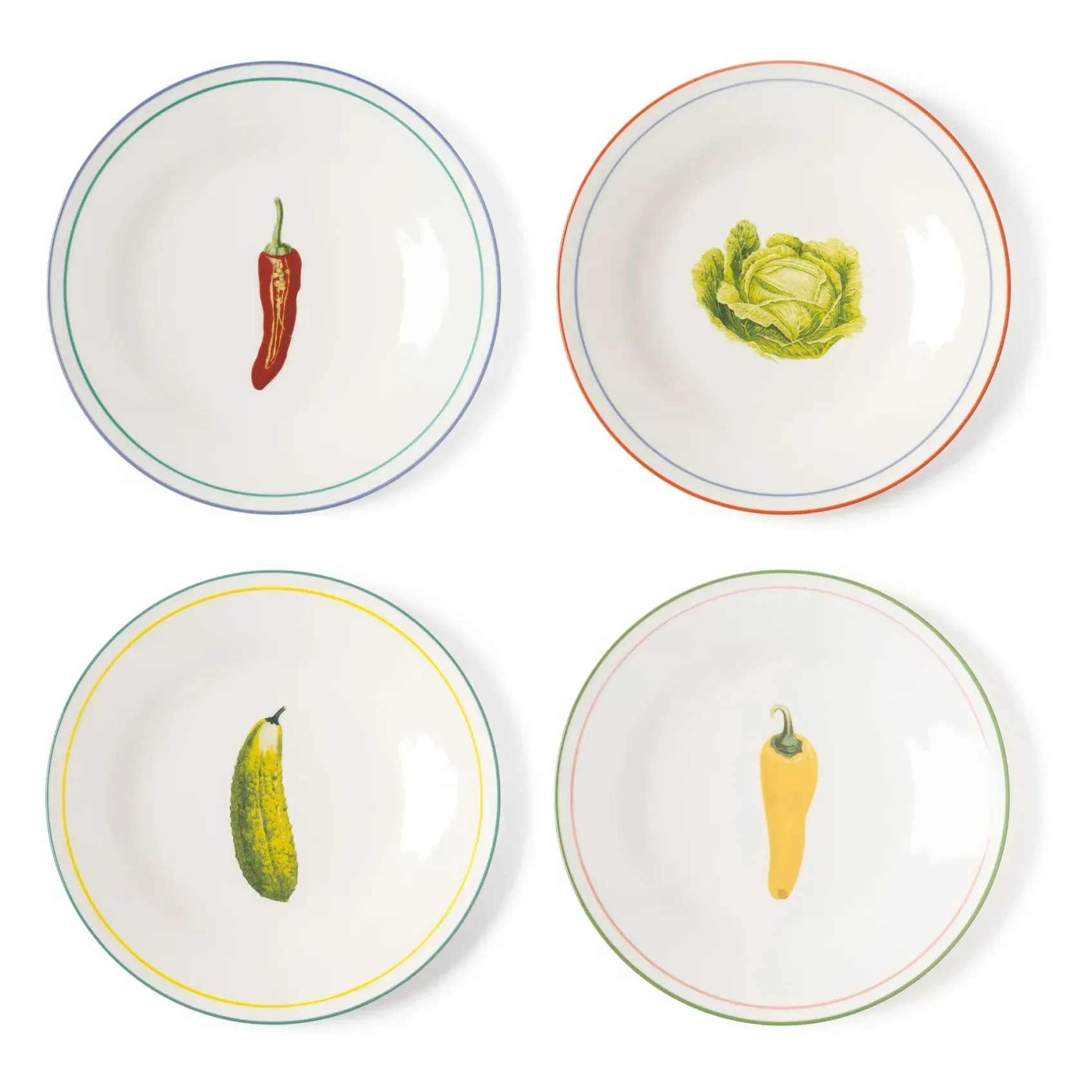 Vegetable Set of 4 Plates - Multicoloured, Porcelain product