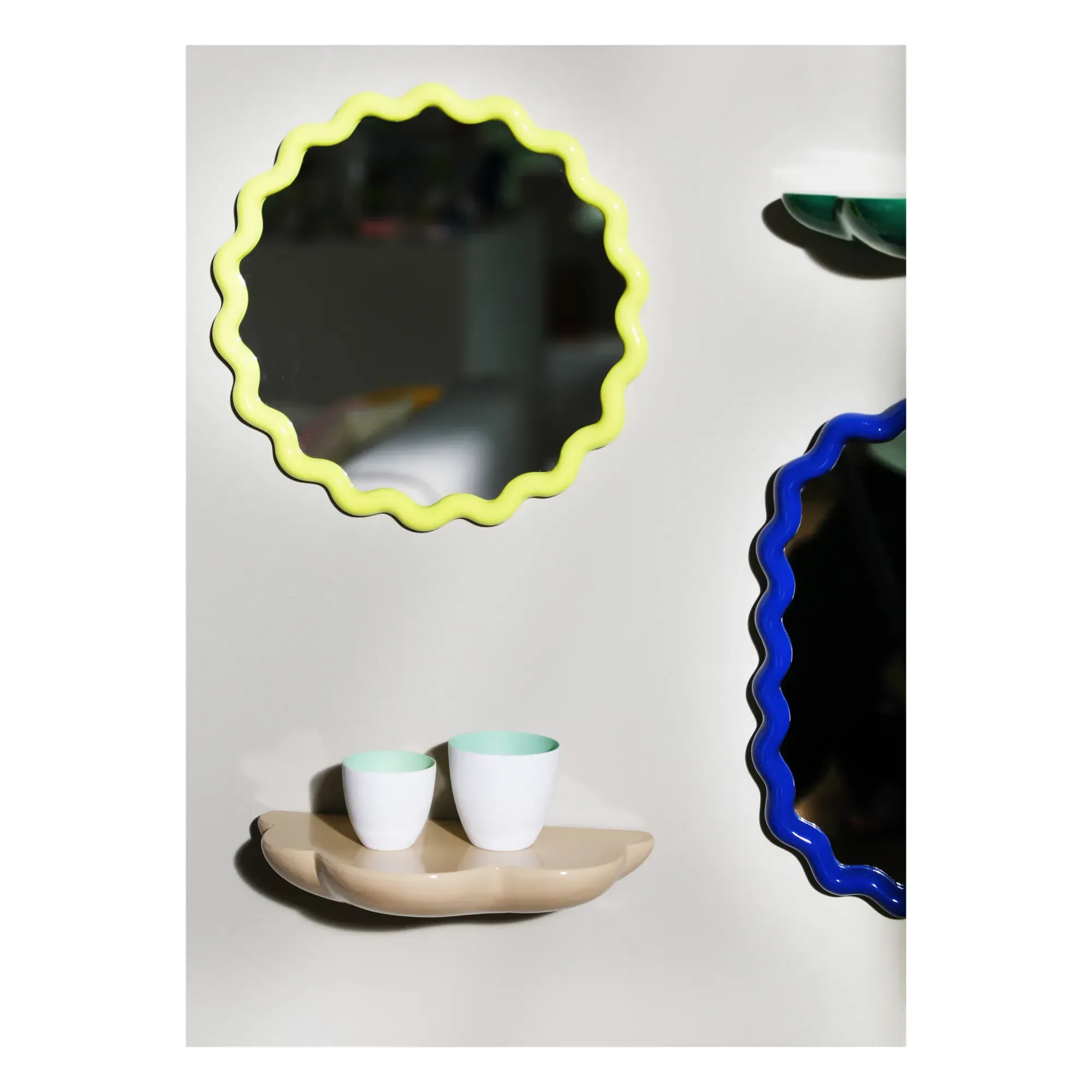 Zigzag Oval Mirror - Navy Blue, Polyresin alternate view