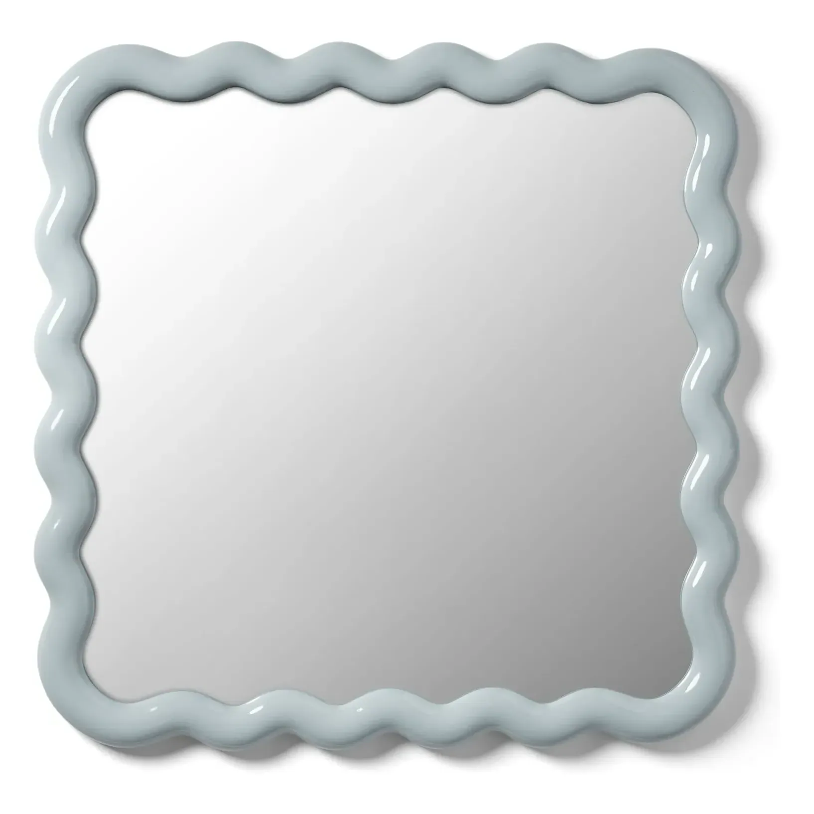 Zigzag Round Wall Mirror - Light Blue, Polyresin product