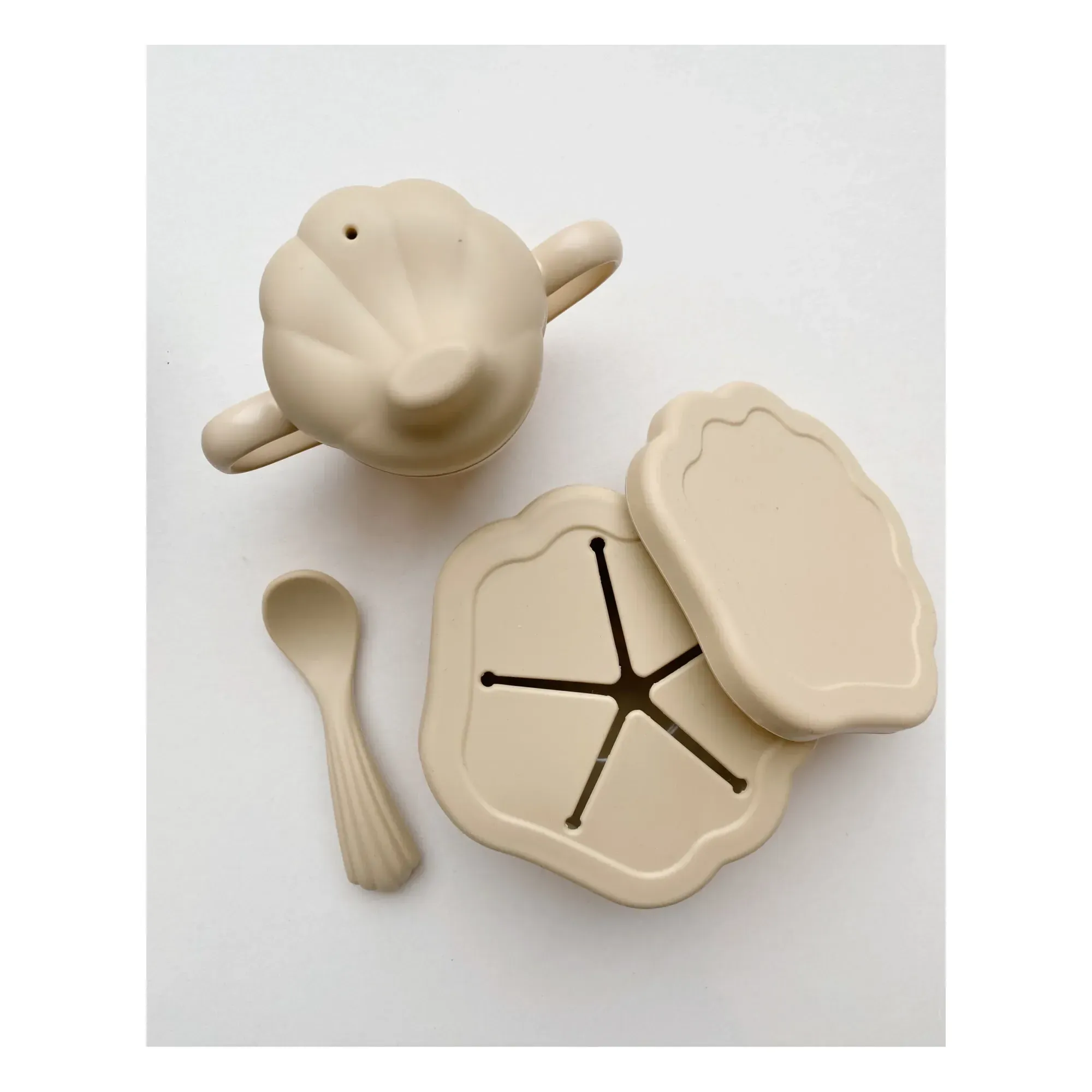 Clam Silicone Tableware 4-Piece Set - Beige alternate view