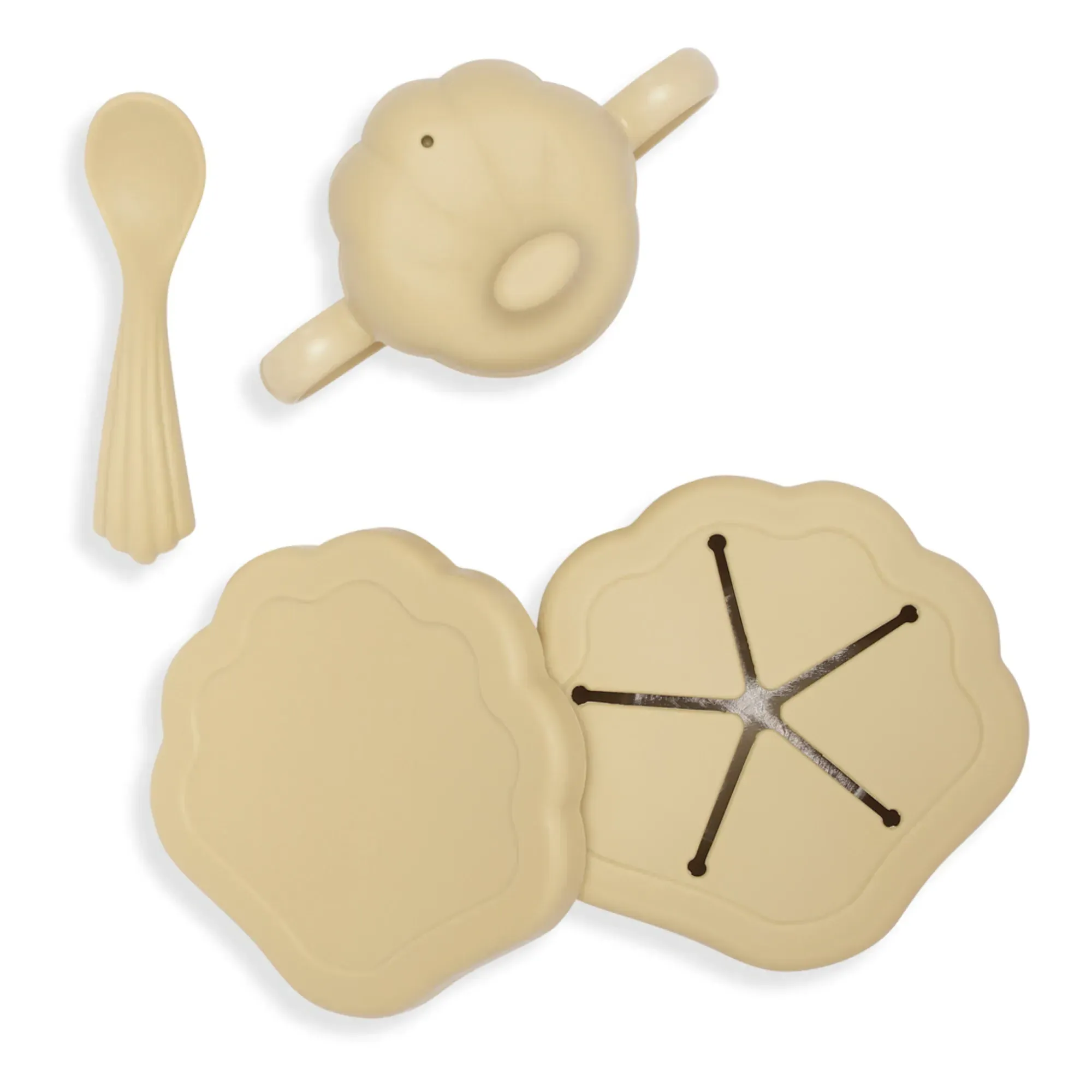 Clam Silicone Tableware 4-Piece Set - Beige product