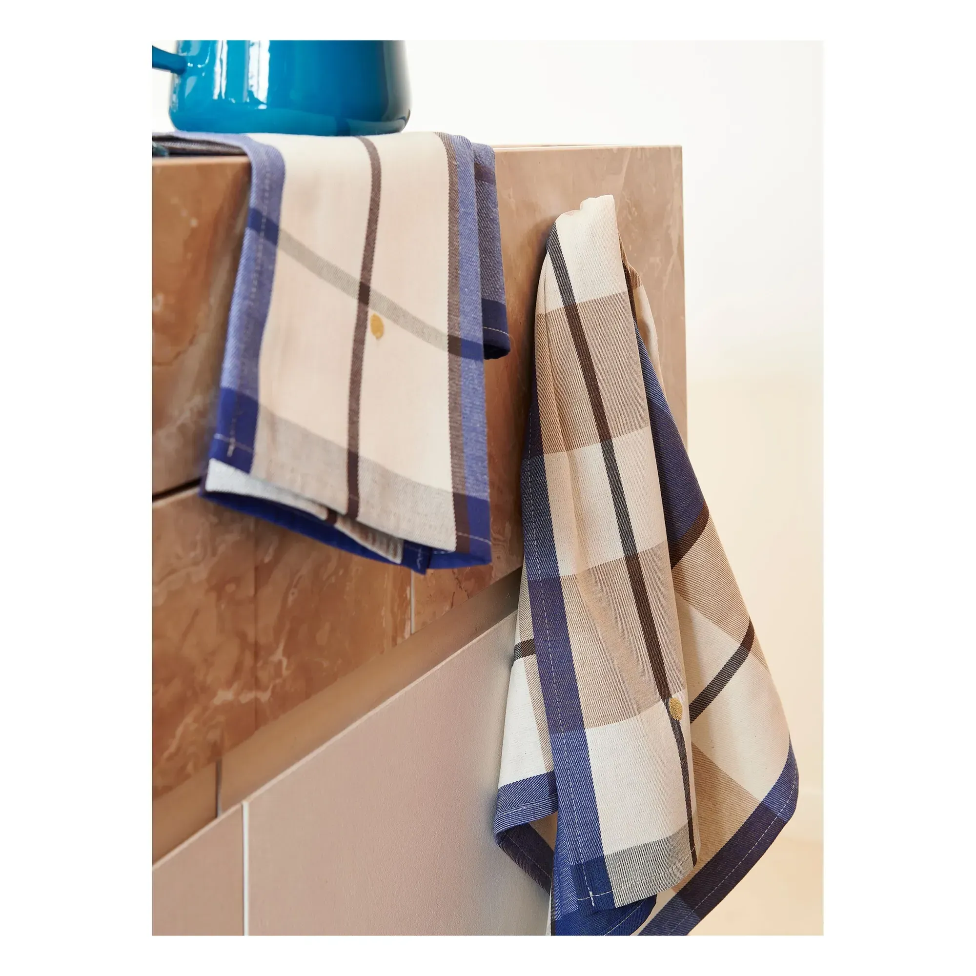 Archie Tea Towels Set of 2 - Blue, Organic Cotton alternate view