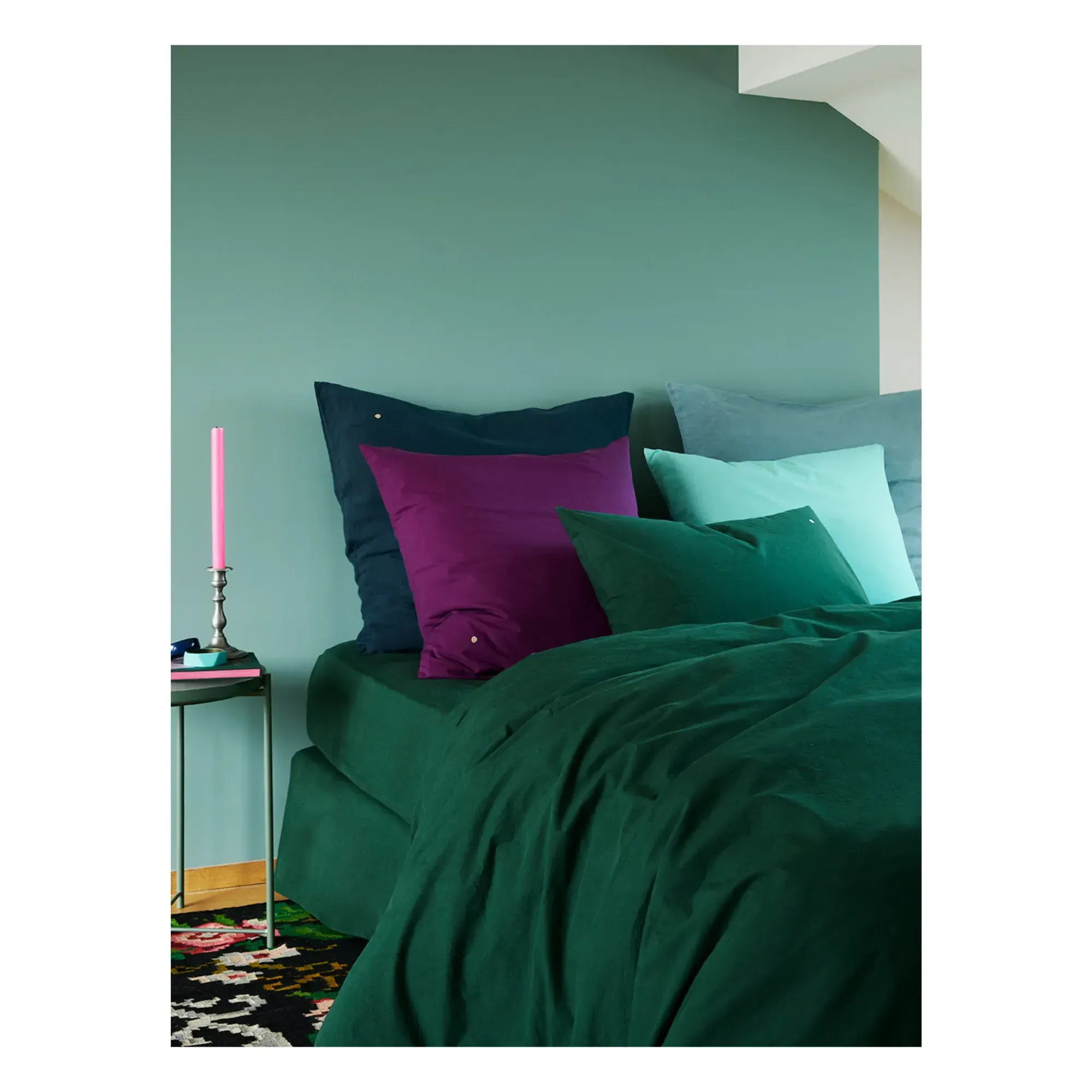 Celeste Duvet Cover - Dark Green, Organic Cotton alternate view